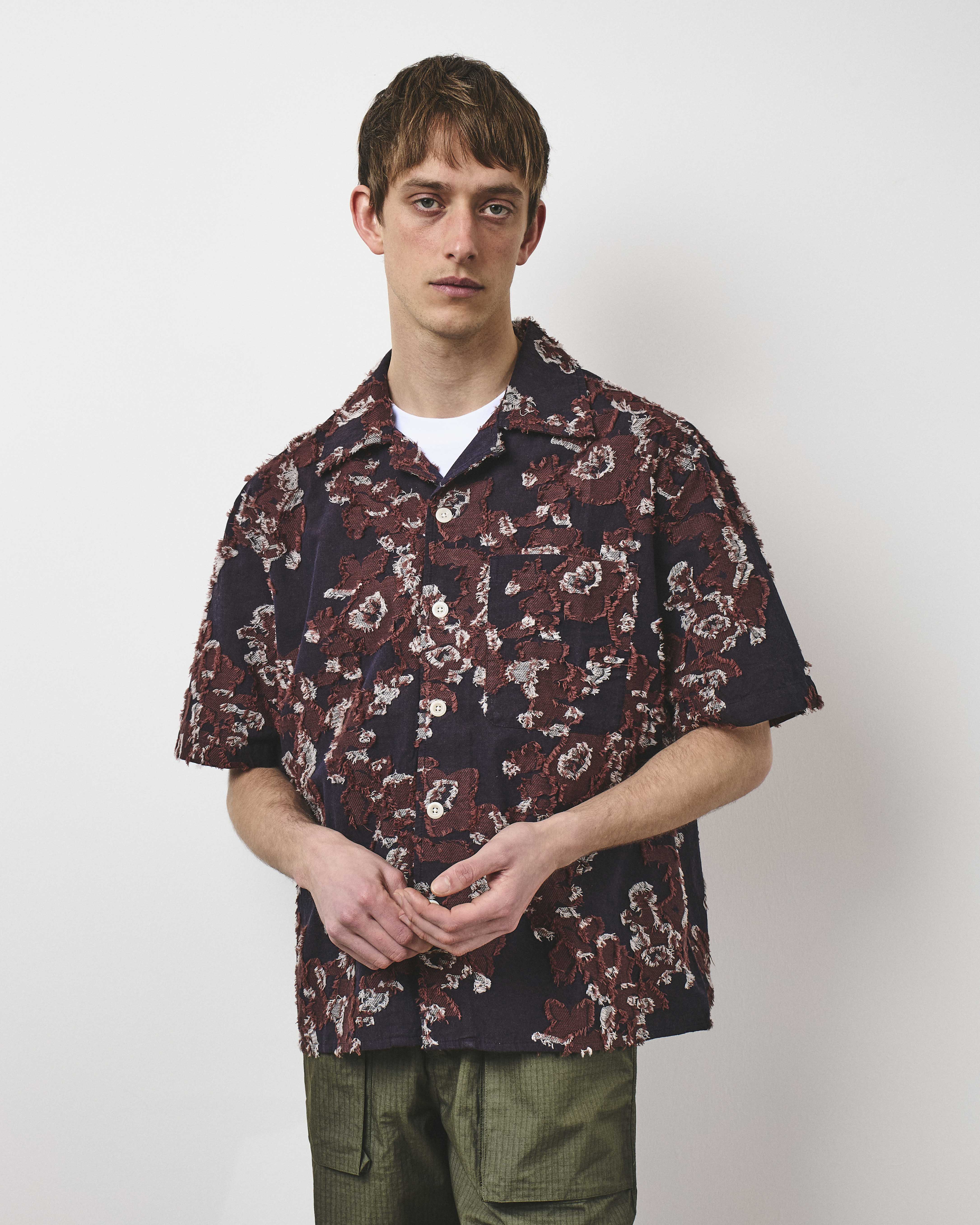 Floral Jacquard Vacation Shirt - Purple – Café Mountain