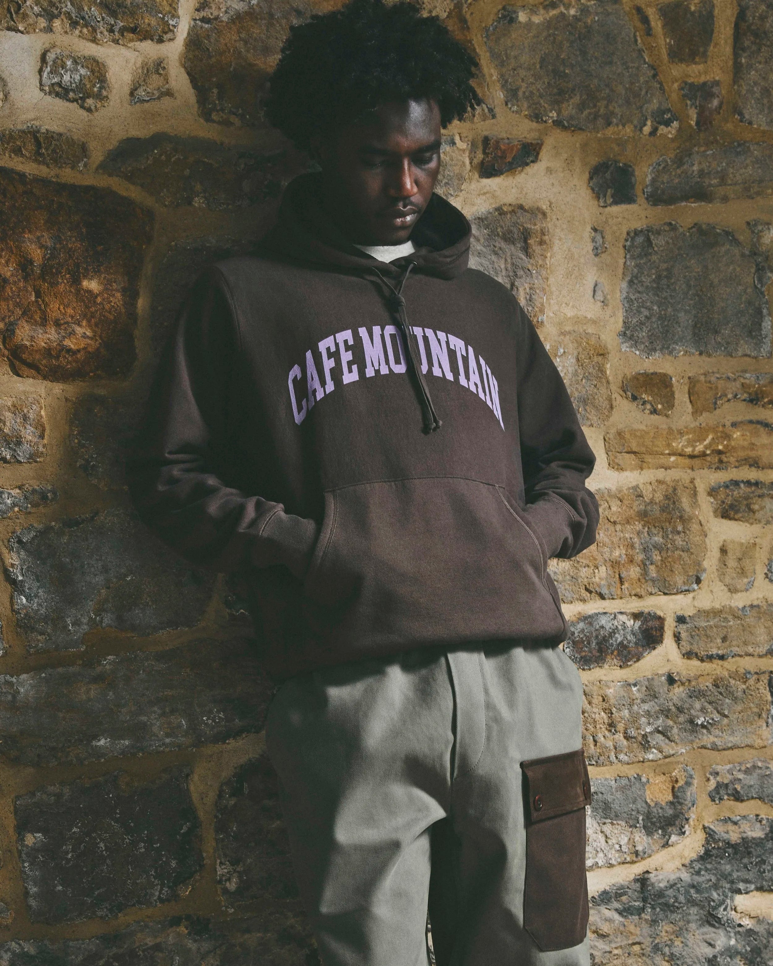 College Logo Hoody - Earth and Aubergine