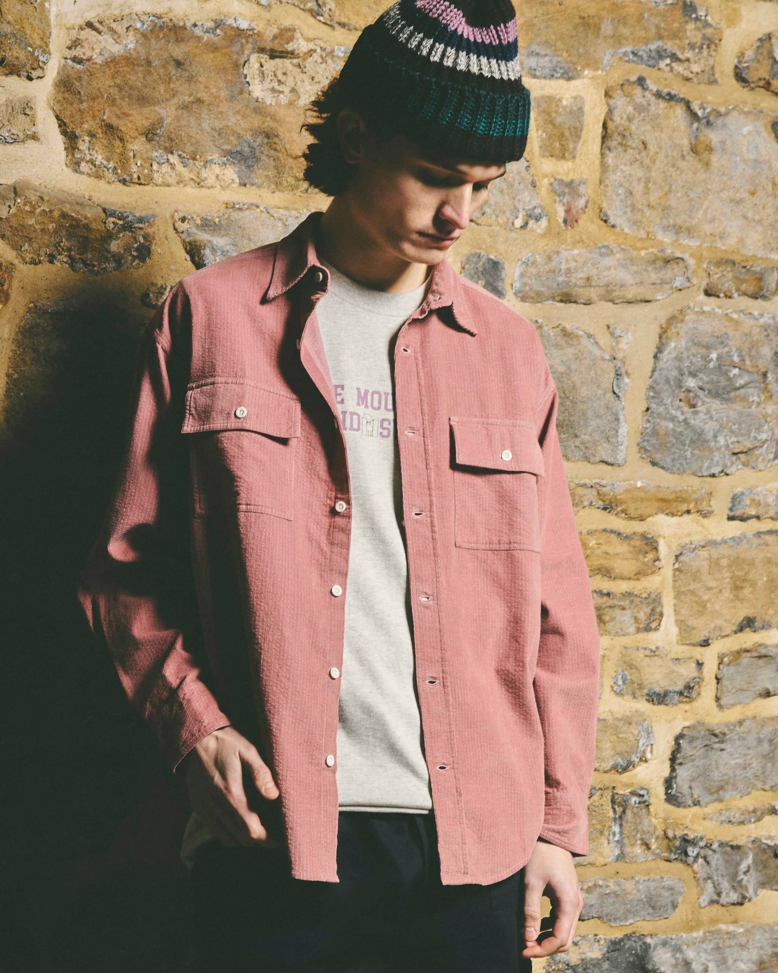 Double Pocket Seersucker Cord Heritage Shirt - Rose