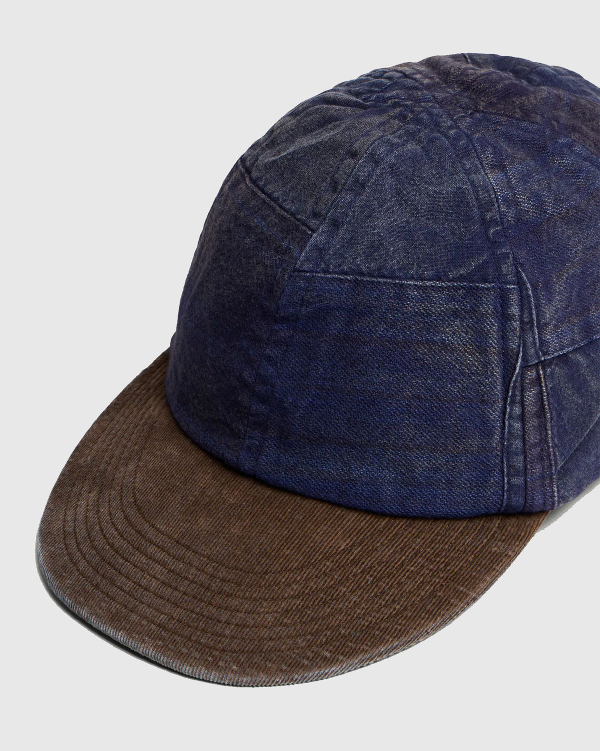 Patchwork Madras Cap - Blue and Bark Patchwork