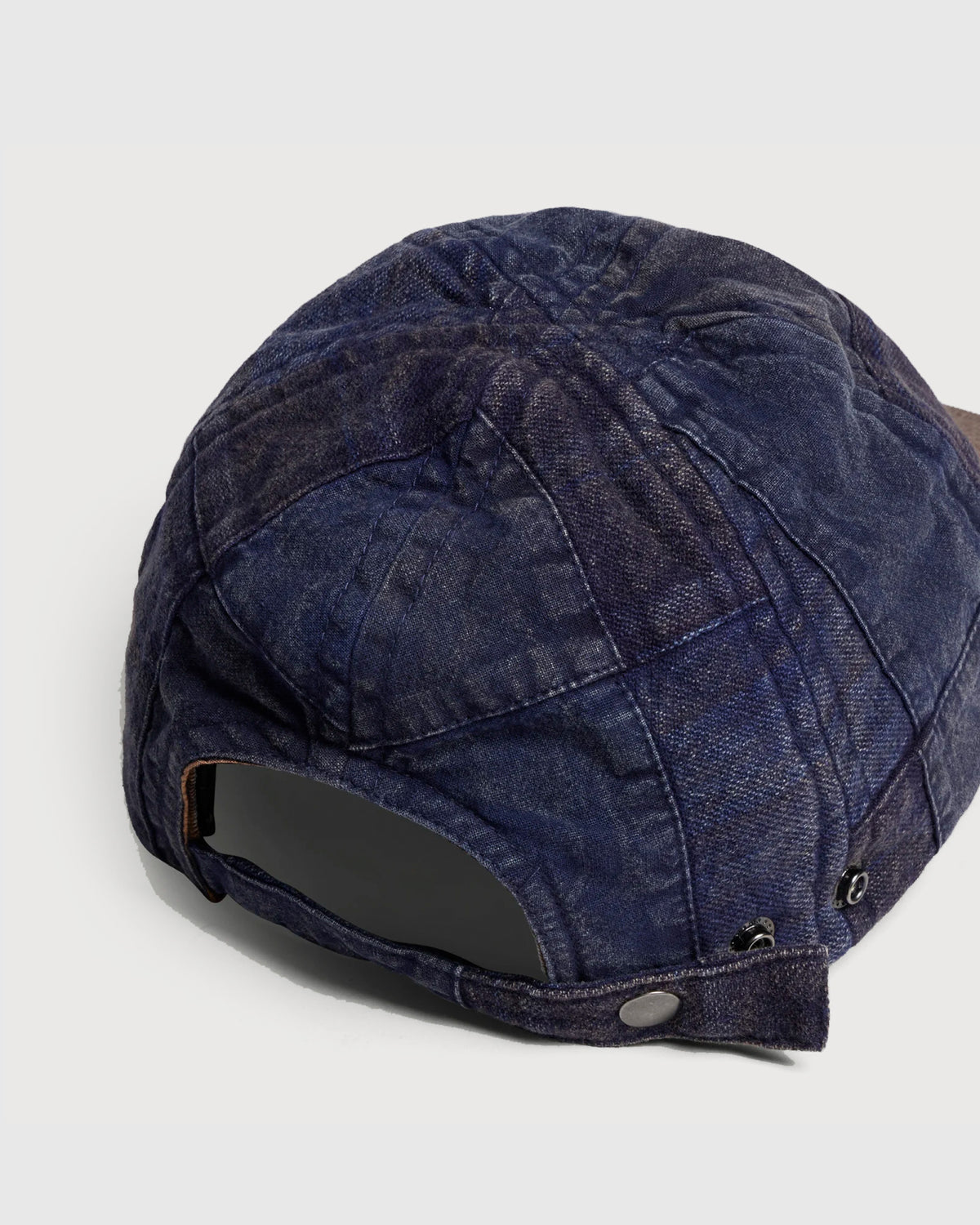 Patchwork Madras Cap - Blue and Bark Patchwork