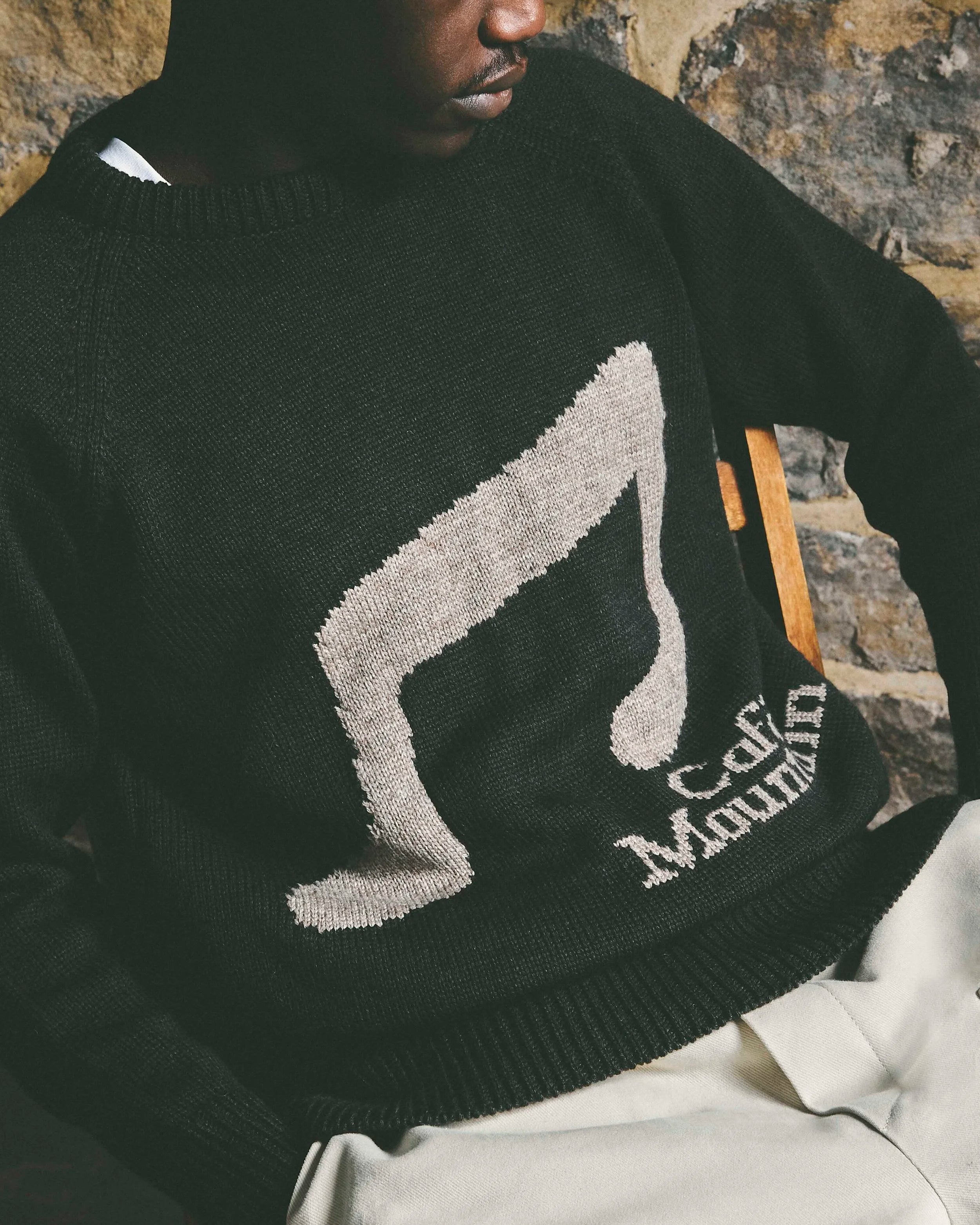 Note Jacquard Raglan Knit - Earth and Oat