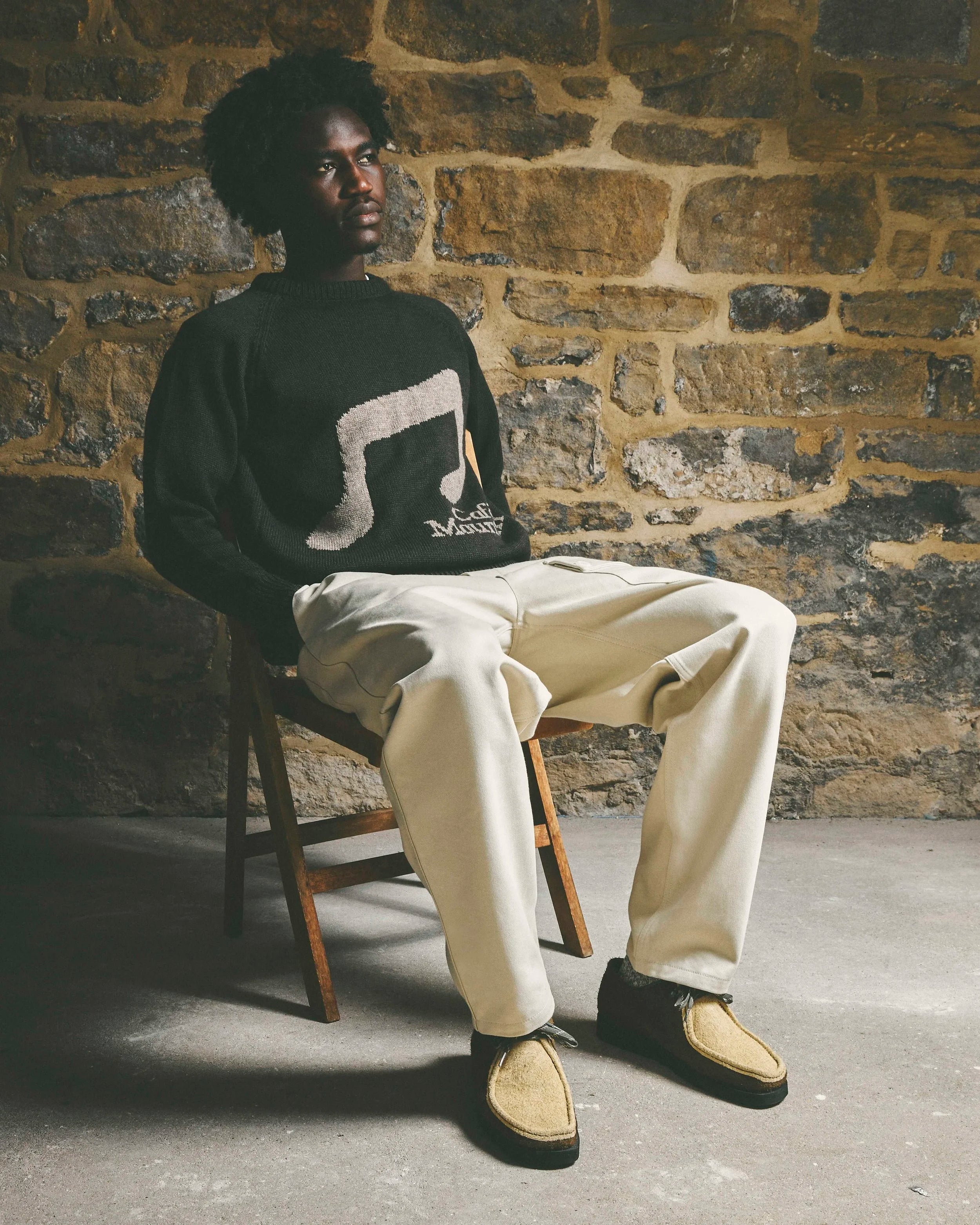 Note Jacquard Raglan Knit - Earth and Oat