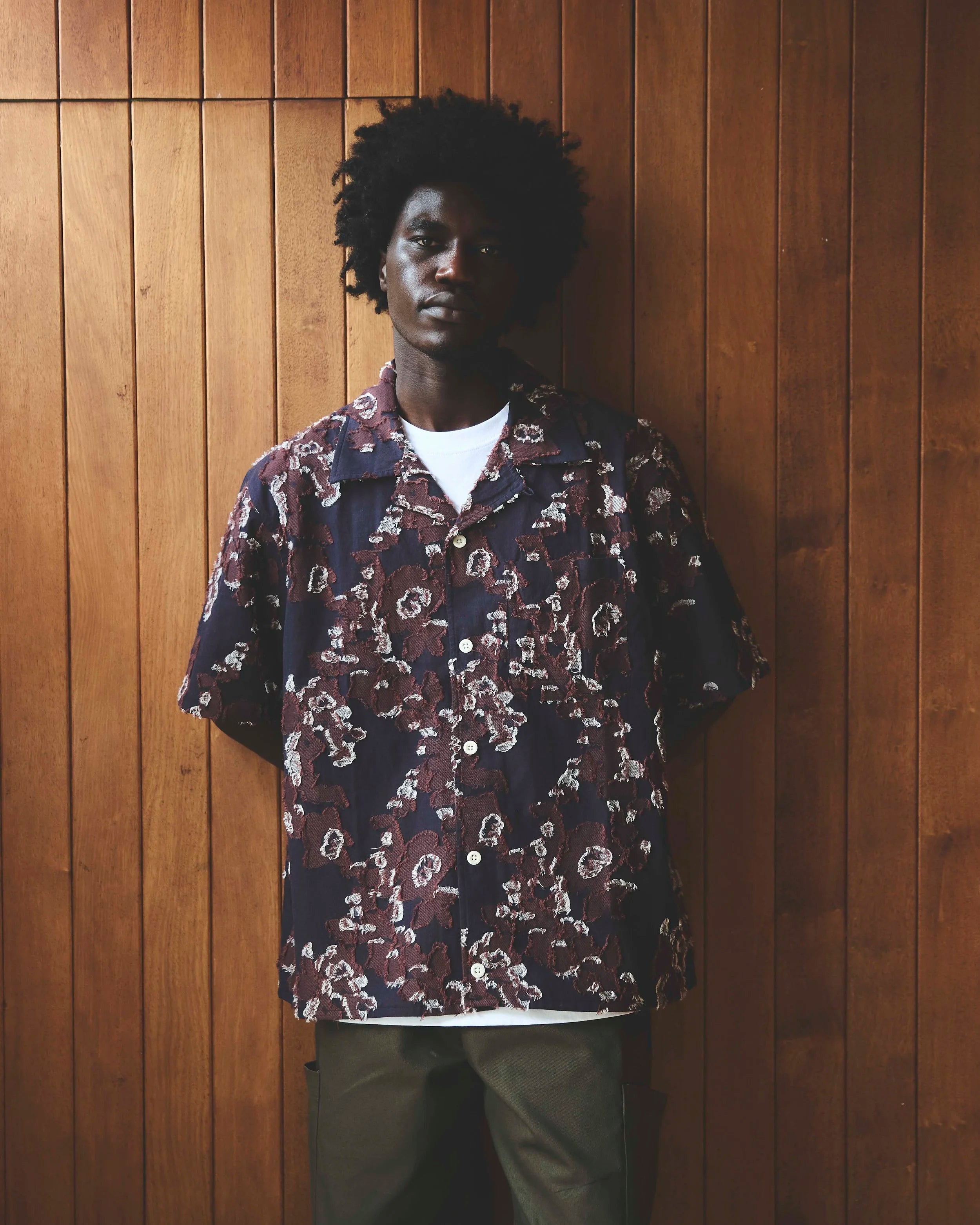 Floral Jacquard Vacation Shirt - Purple