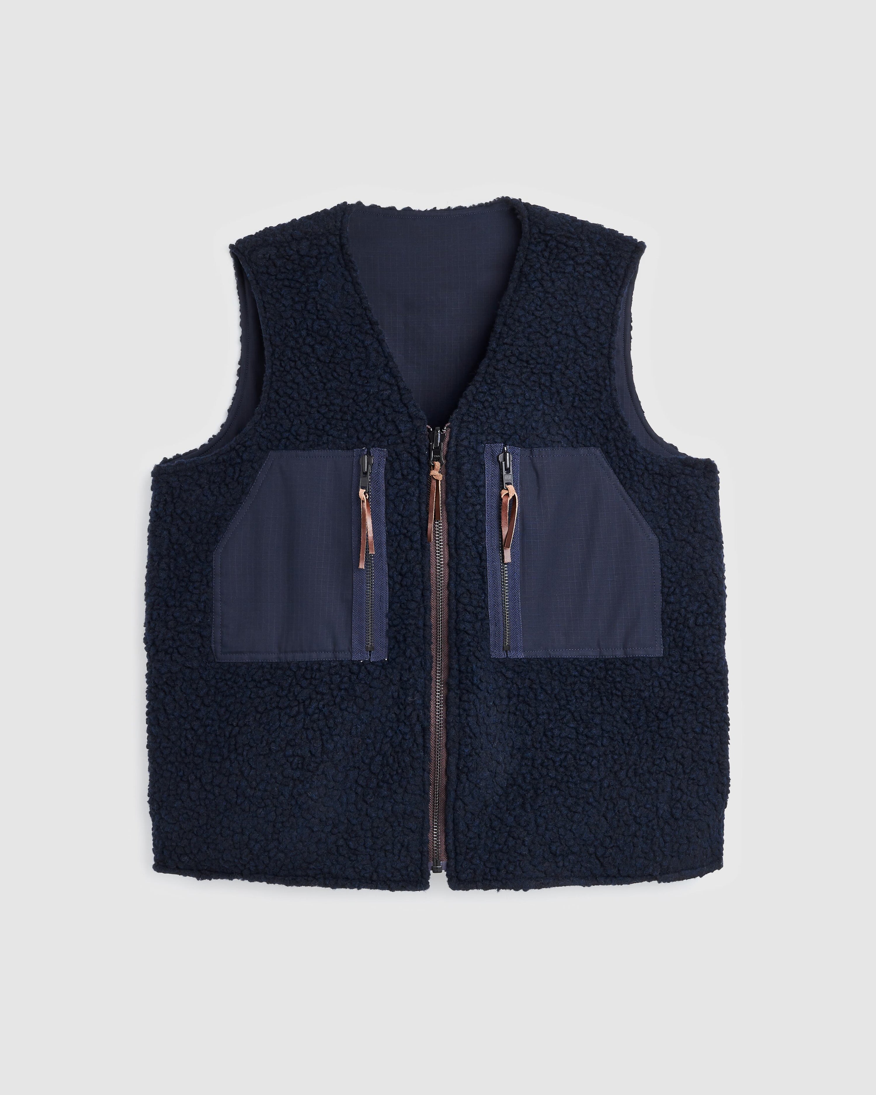 Reversible Mountain Fleece Vest - Navy