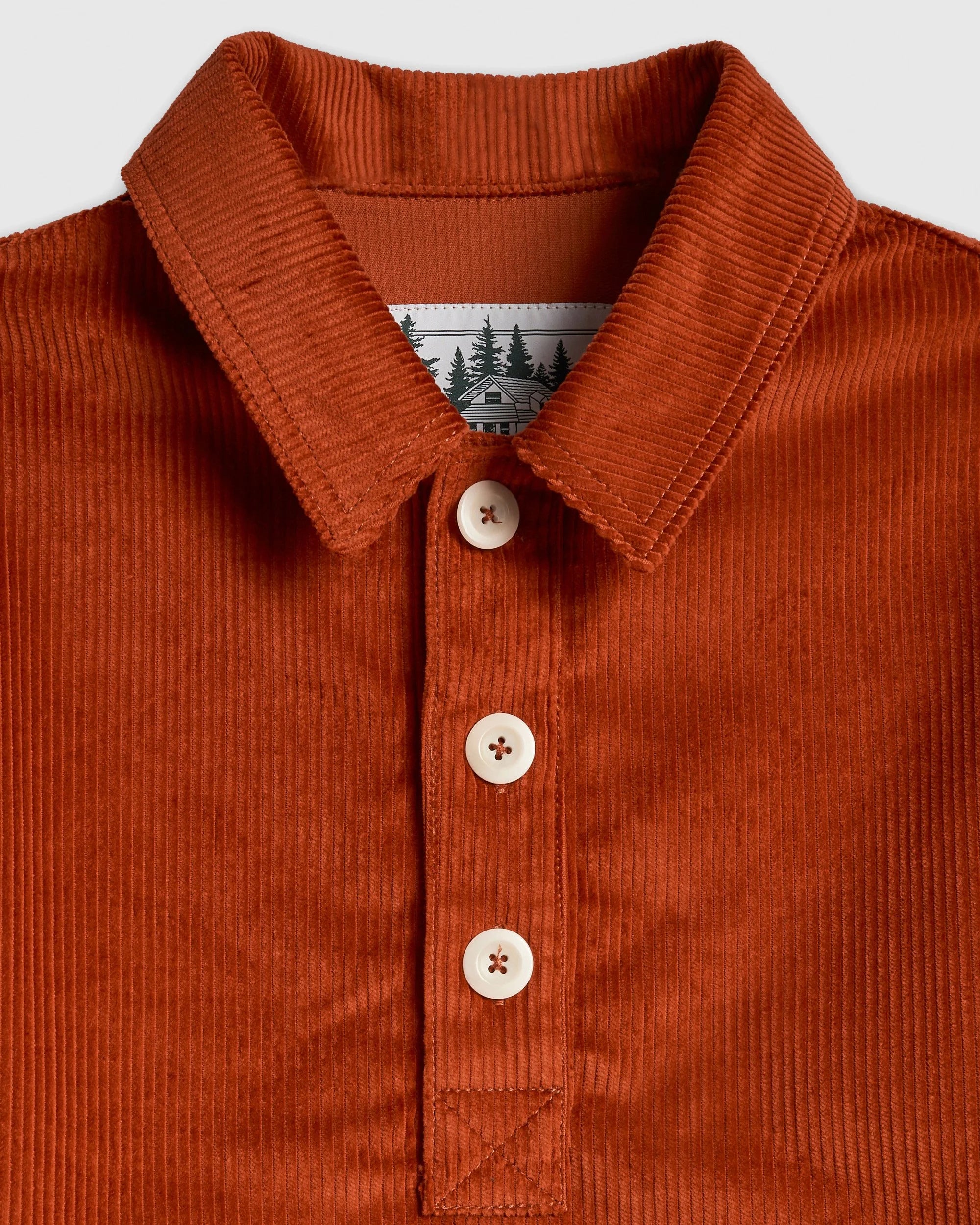 Cord Leisure Popover Shirt - Rust