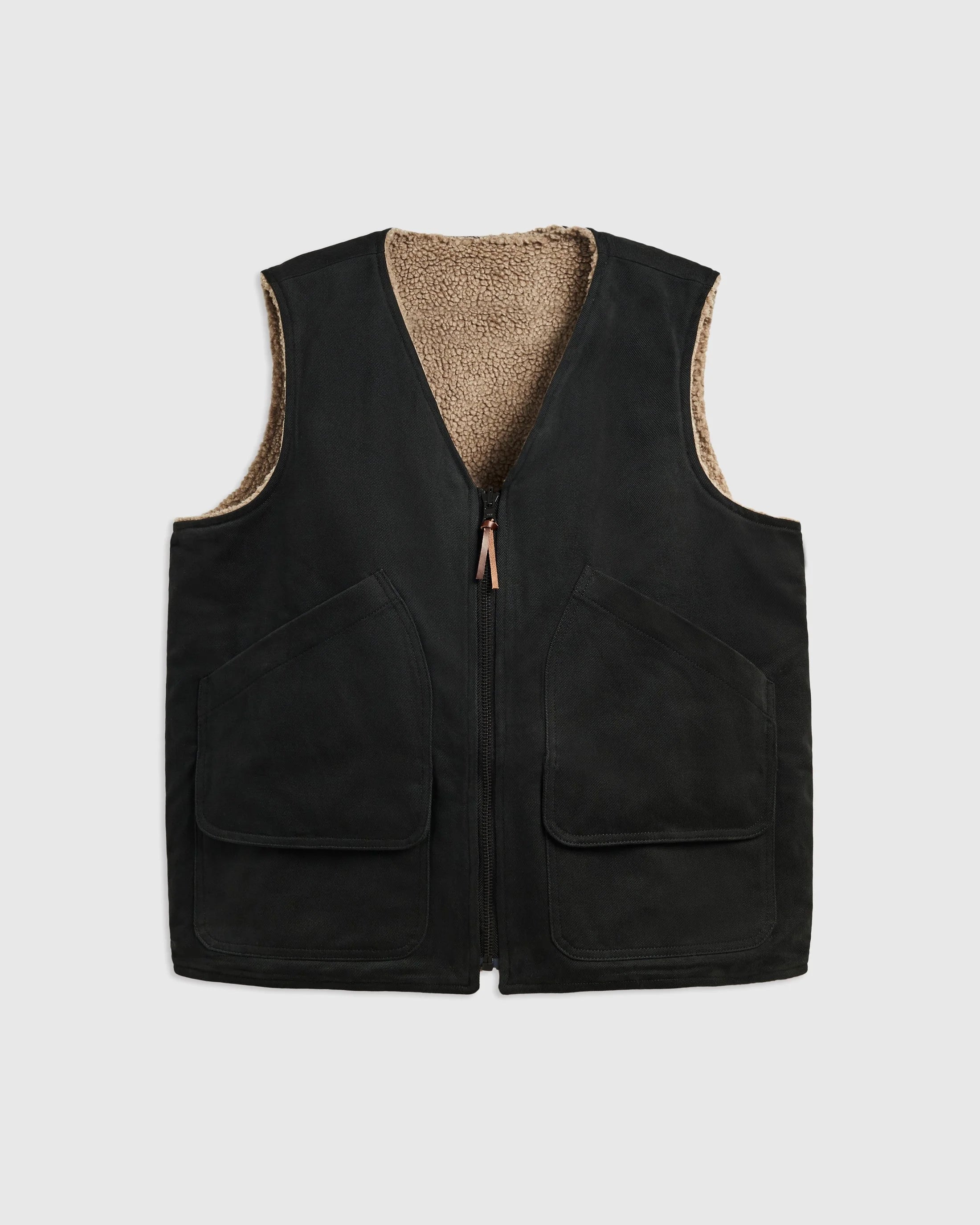 Reversible Foragers Vest - Washed Black and Limestone
