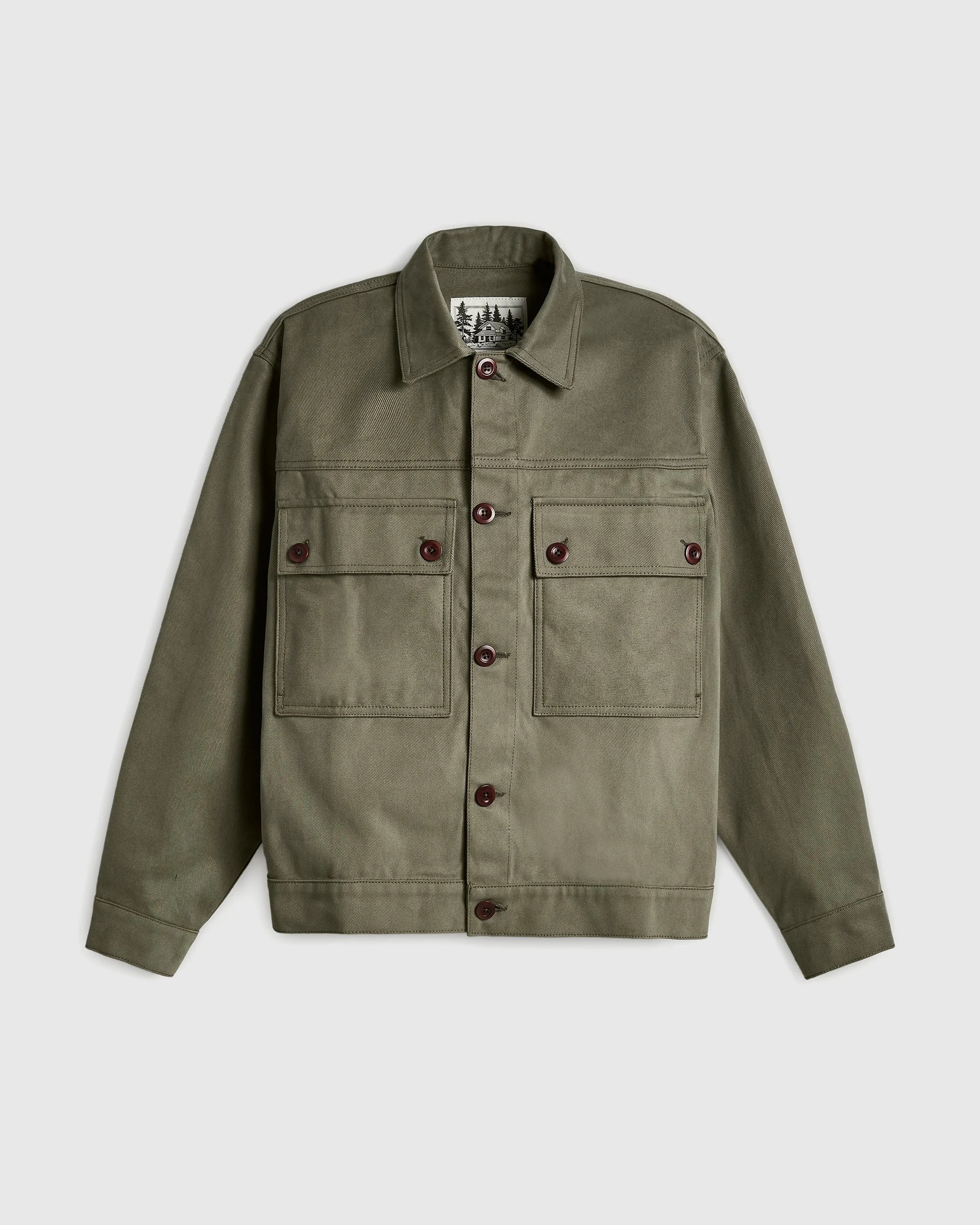 Reverse Panel Workers Jacket - Washed Moss