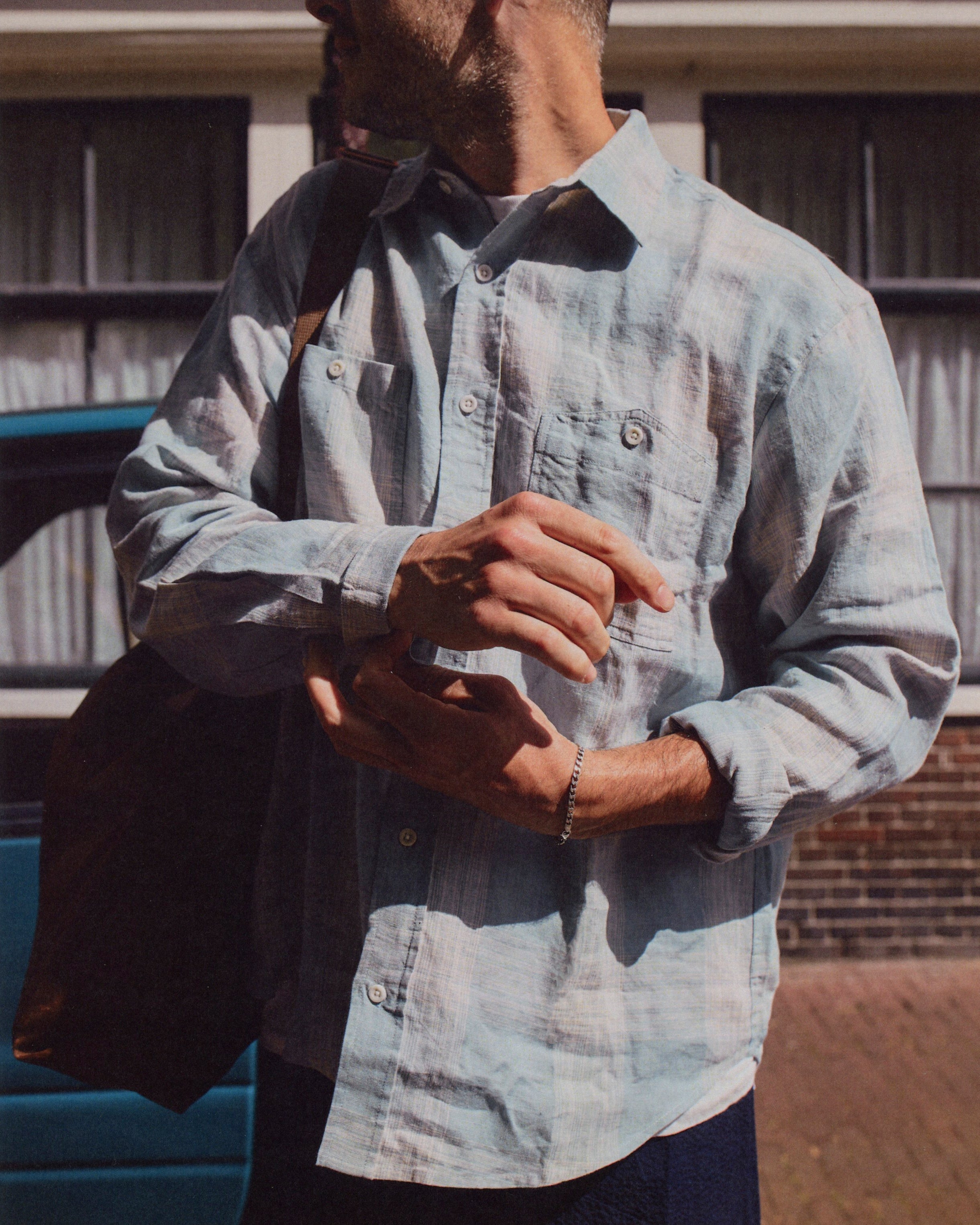 Workers Shirt - Sky Linen Check