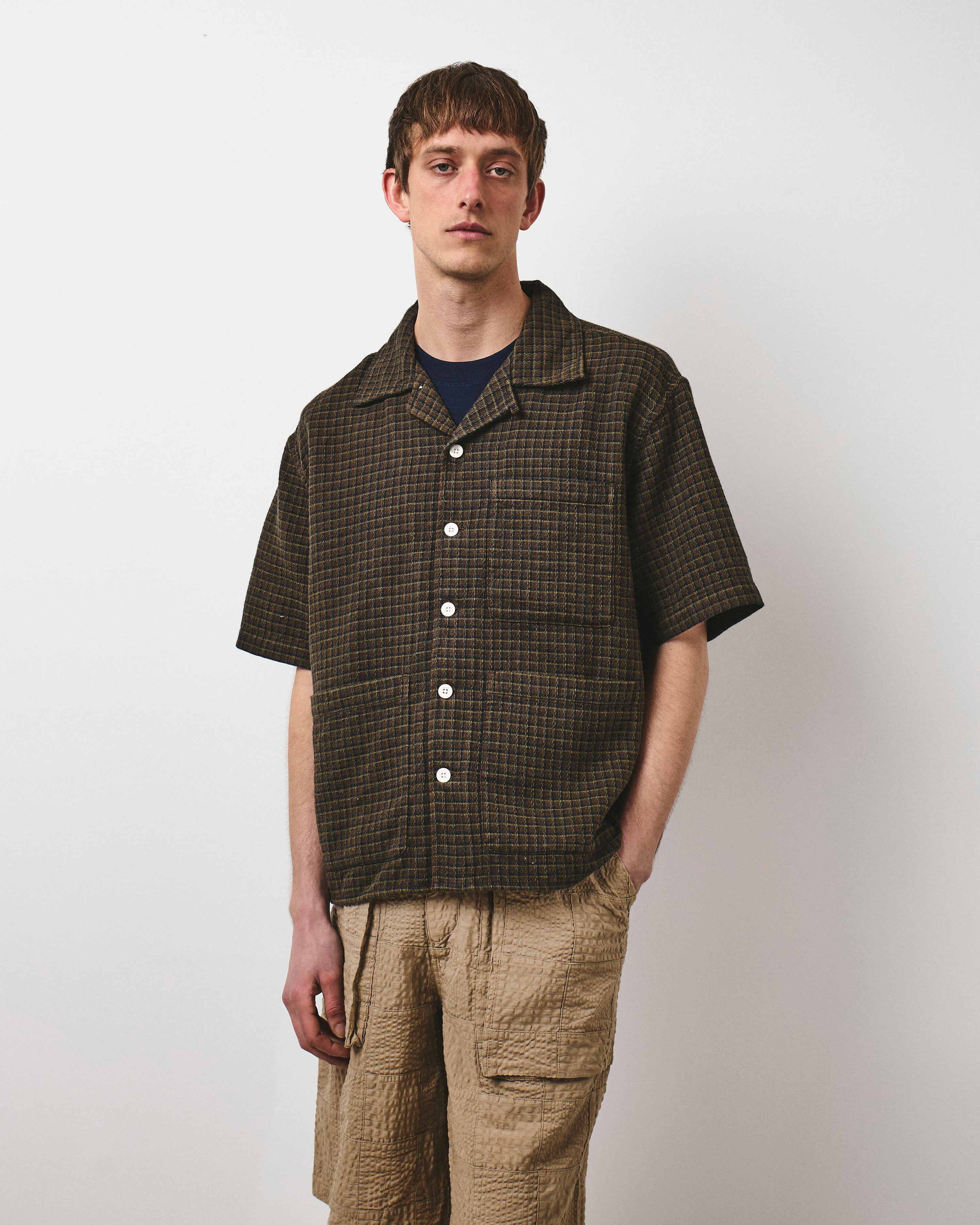 3 Pocket Summer Shirt - Mud And Kiwi Check