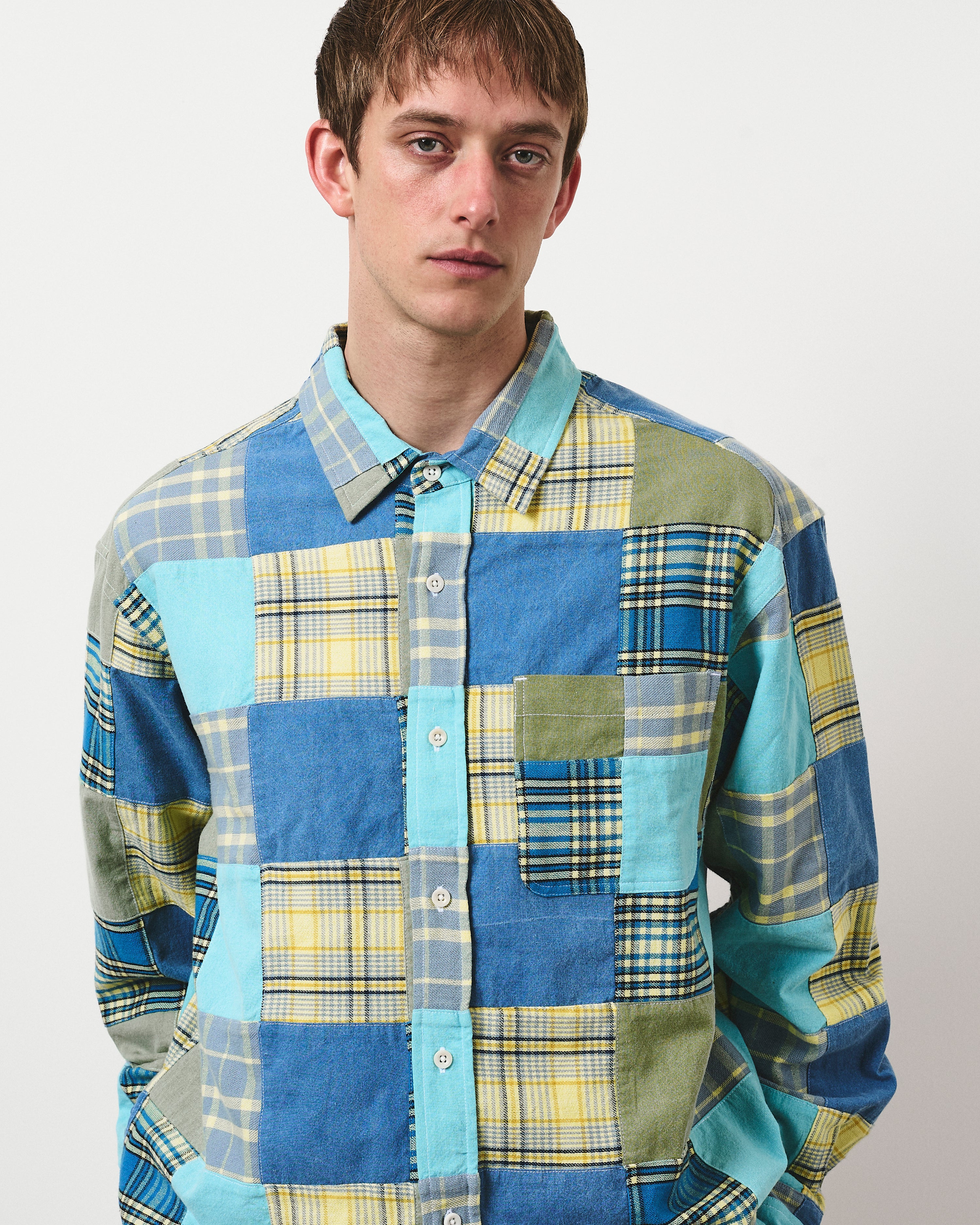 Patchwork Heritage Shirt - Crazy Azure