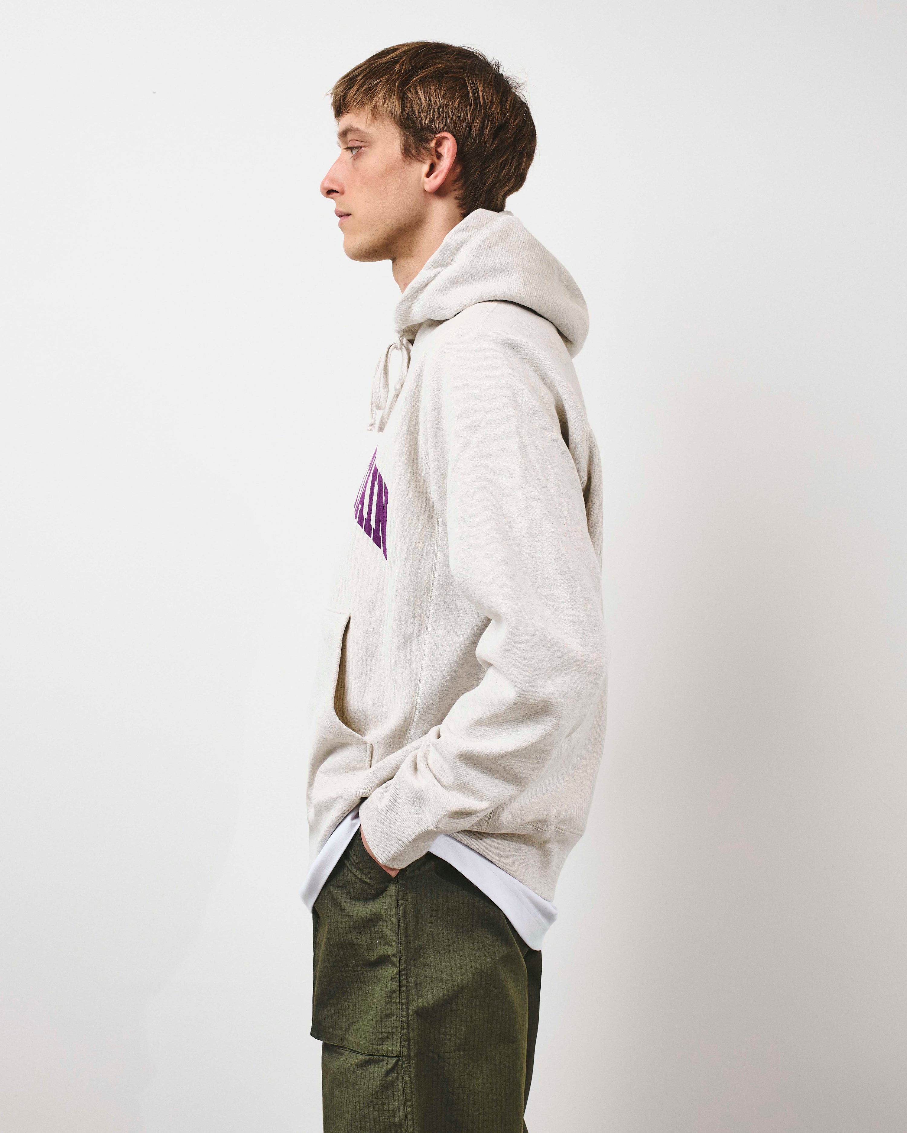 College Logo Hoody - Vintage Heather And Purple