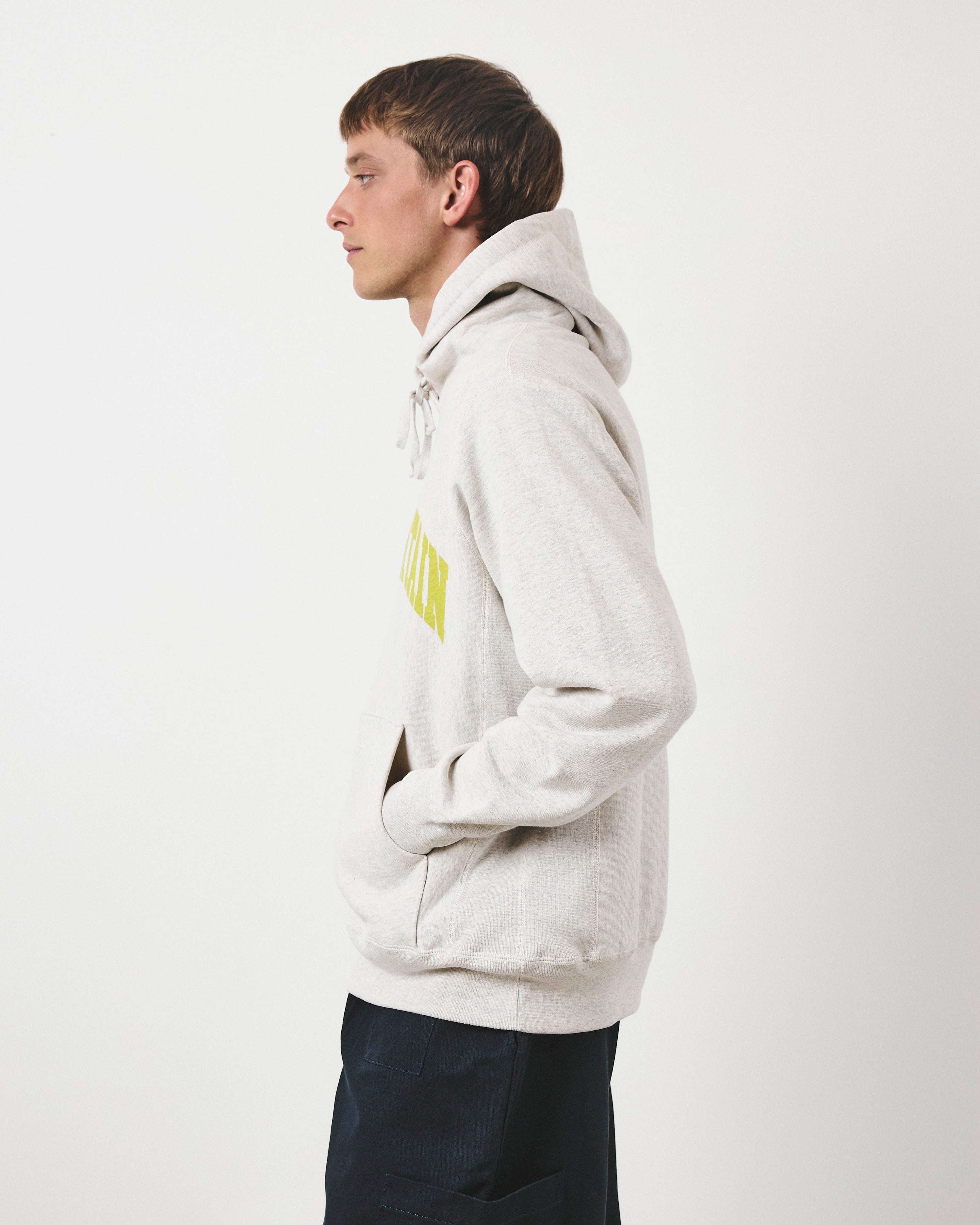 College Logo Hoody - Vintage Heather and Kiwi