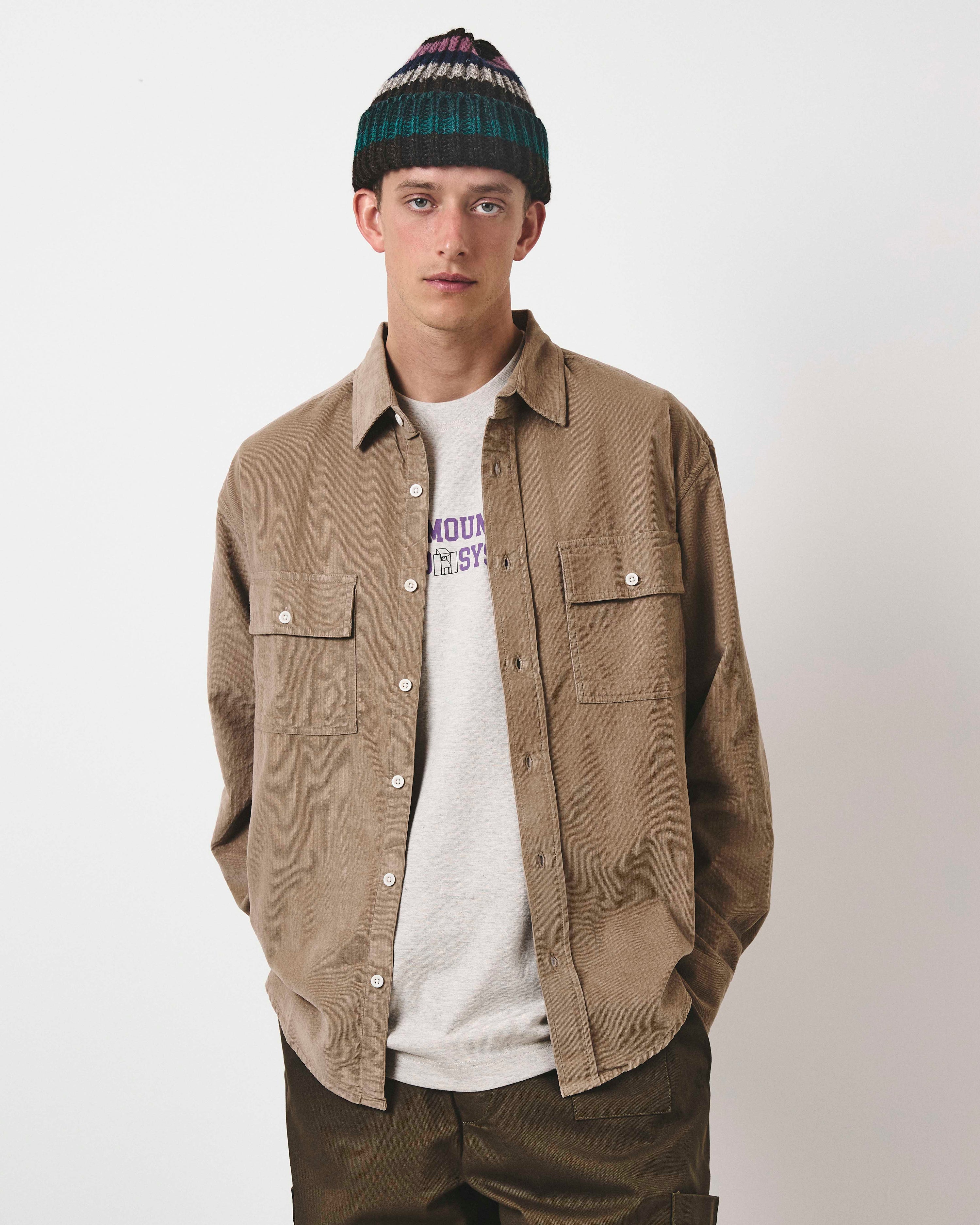 Double Pocket Seersucker Cord Heritage Shirt - Oat