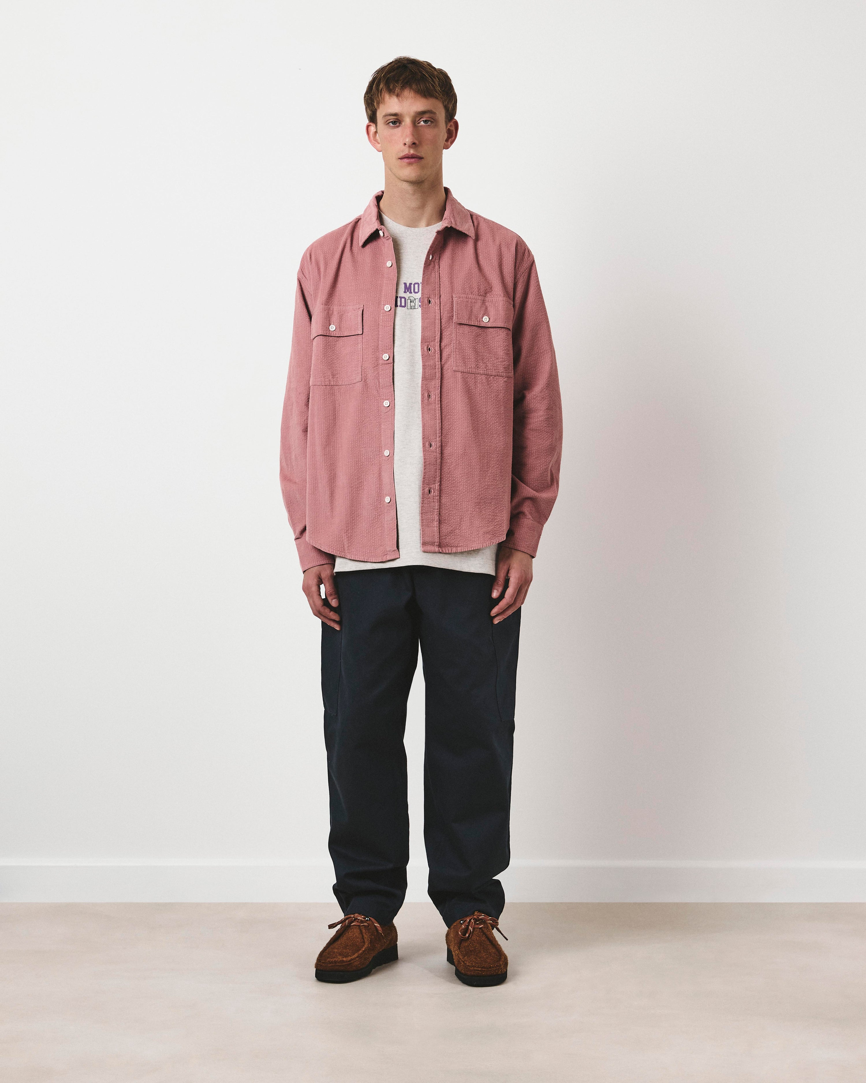 Double Pocket Seersucker Cord Heritage Shirt - Rose