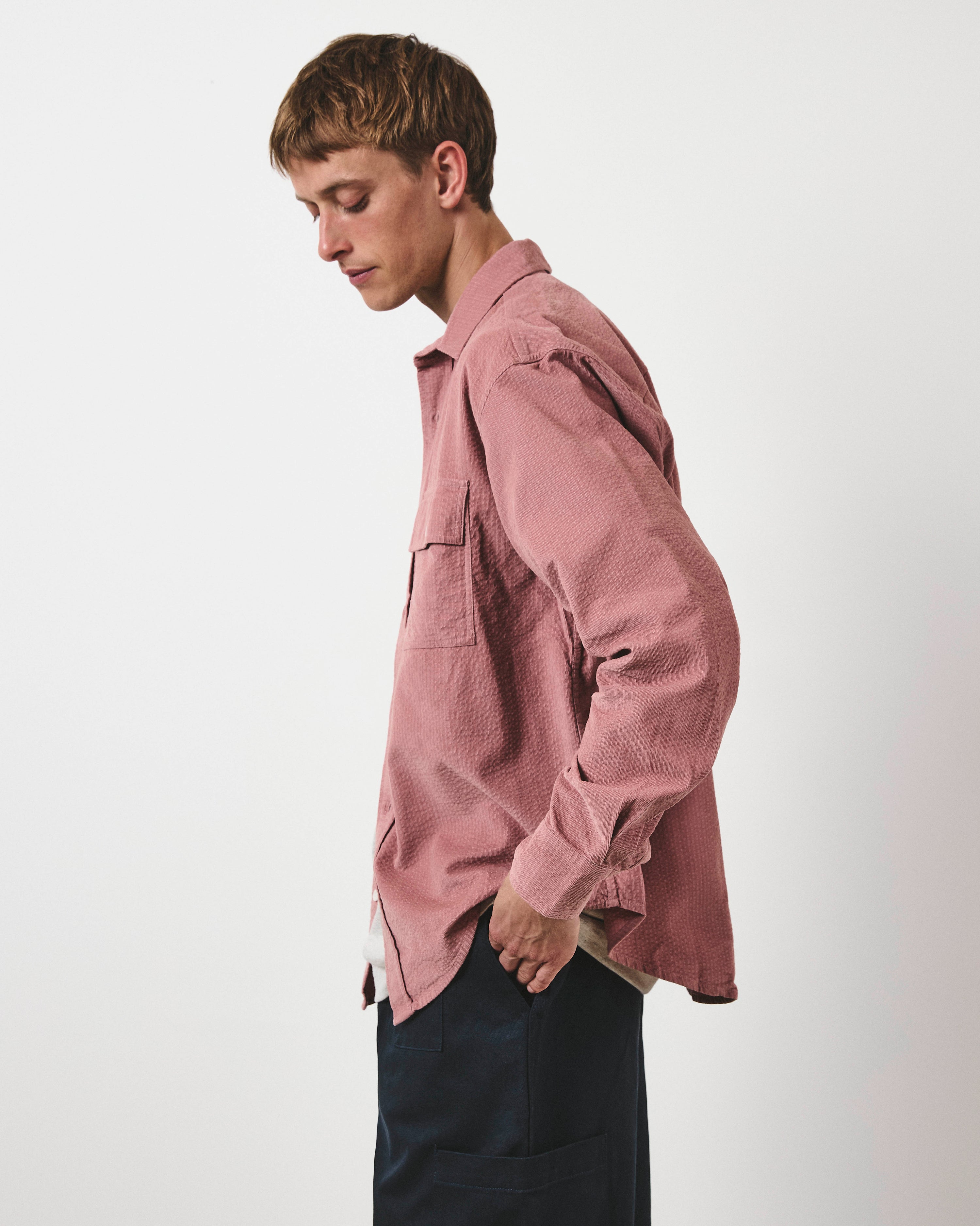 Double Pocket Seersucker Cord Heritage Shirt - Rose
