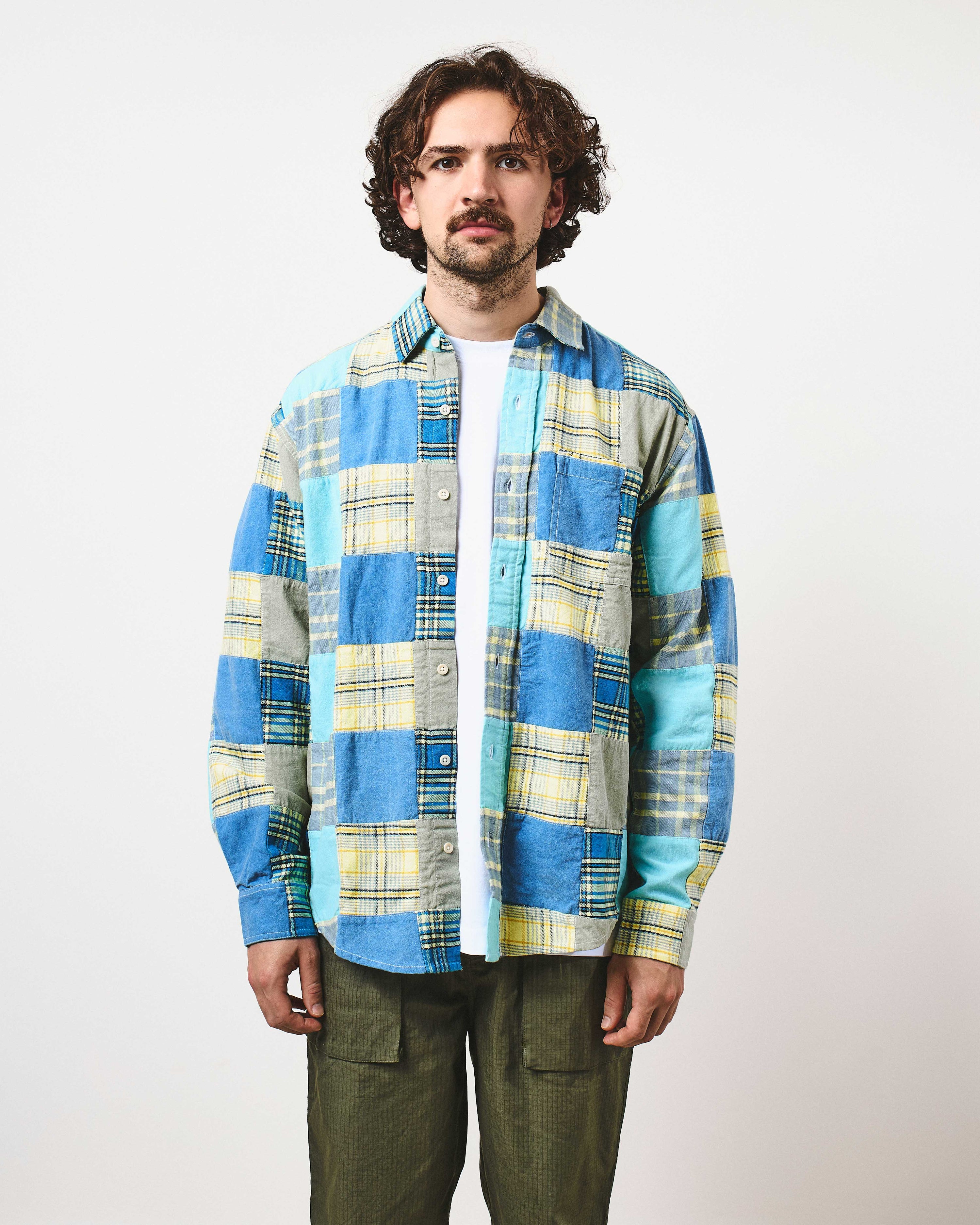 Patchwork Heritage Shirt - Crazy Azure