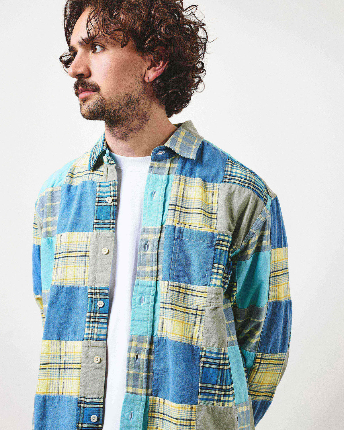 Patchwork Heritage Shirt - Crazy Azure