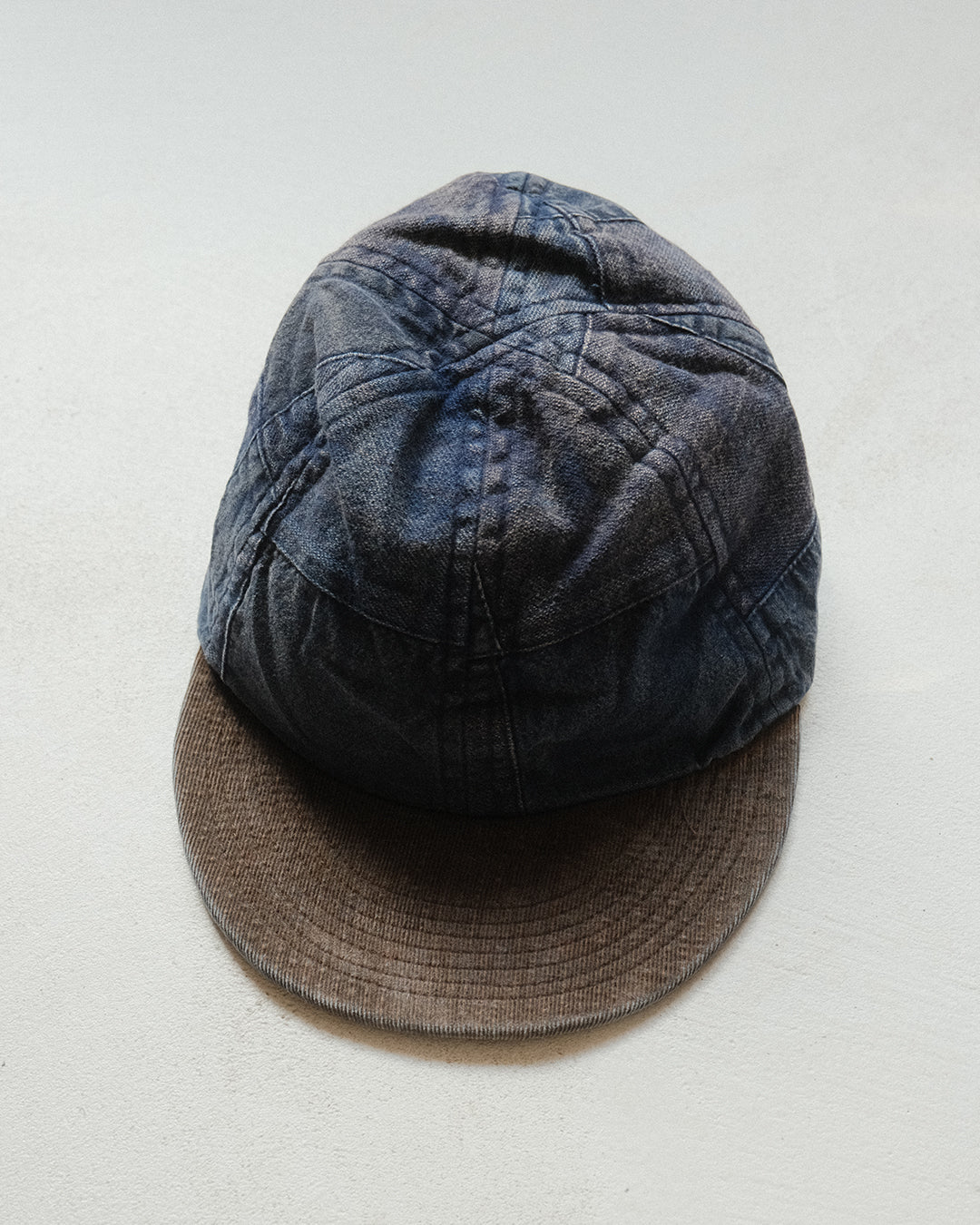 Patchwork Madras Cap - Blue and Bark Patchwork