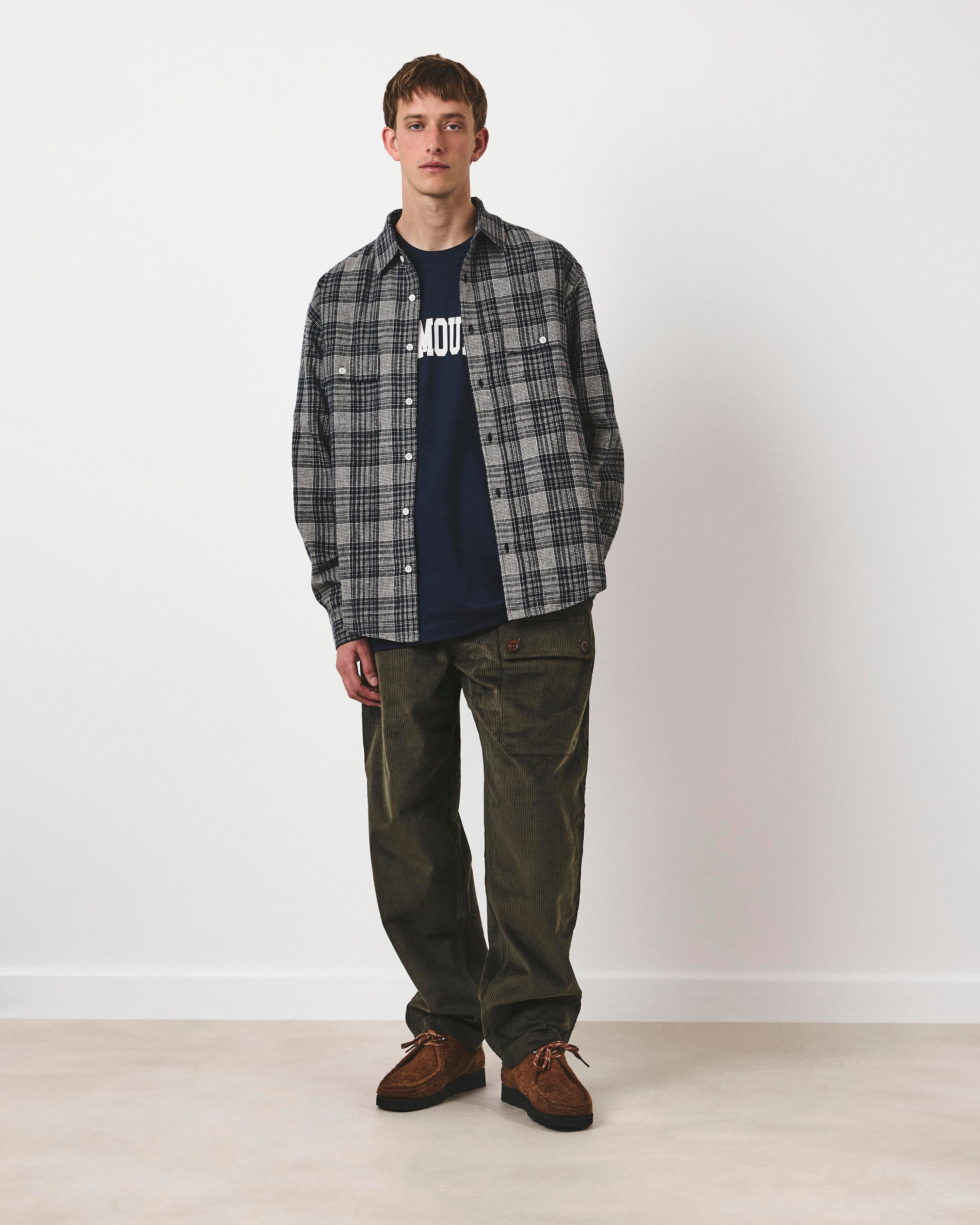 Double Pocket Heritage Shirt - Navy Slub Check