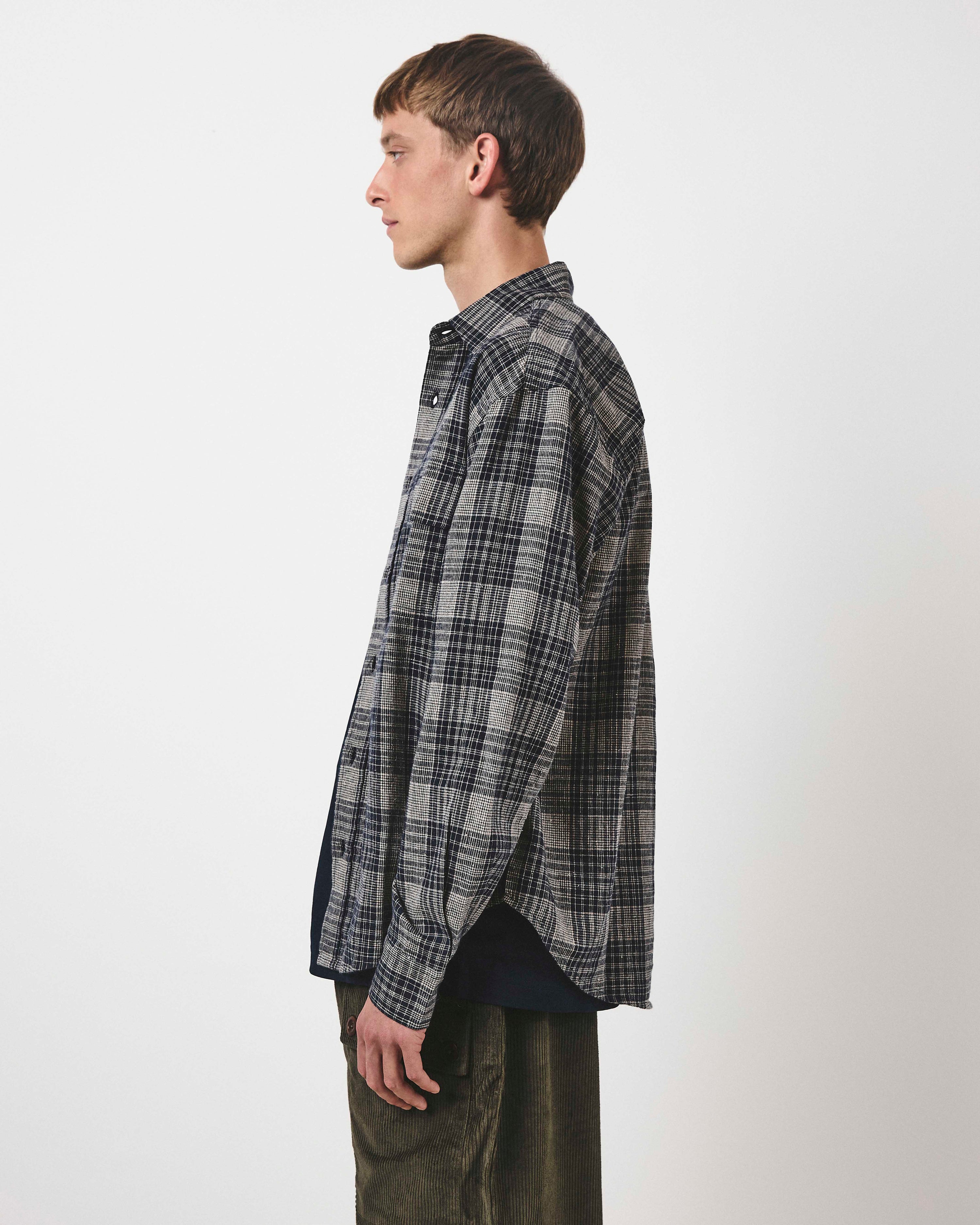 Double Pocket Heritage Shirt - Navy Slub Check