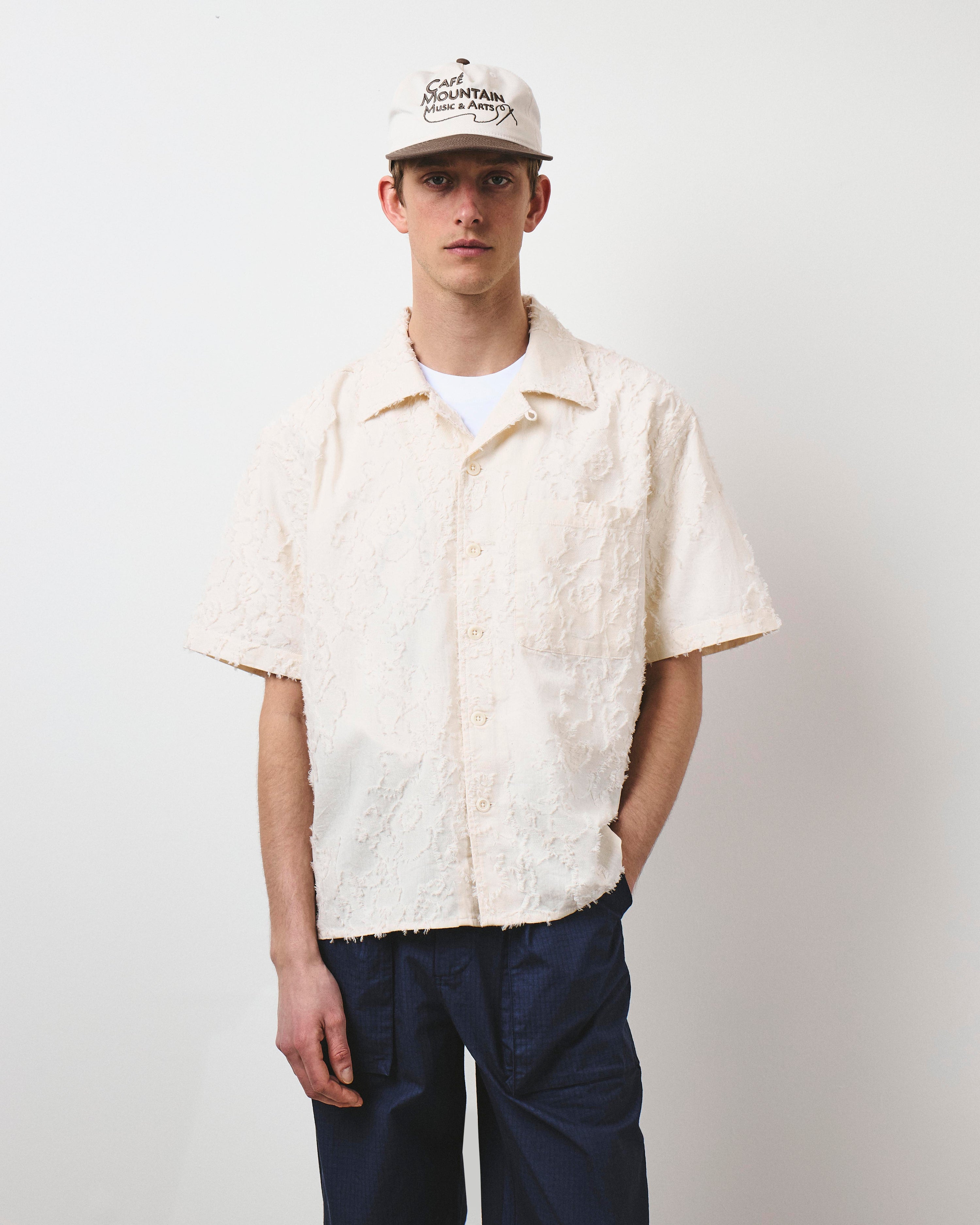 Floral Jacquard Vacation Shirt - Natural