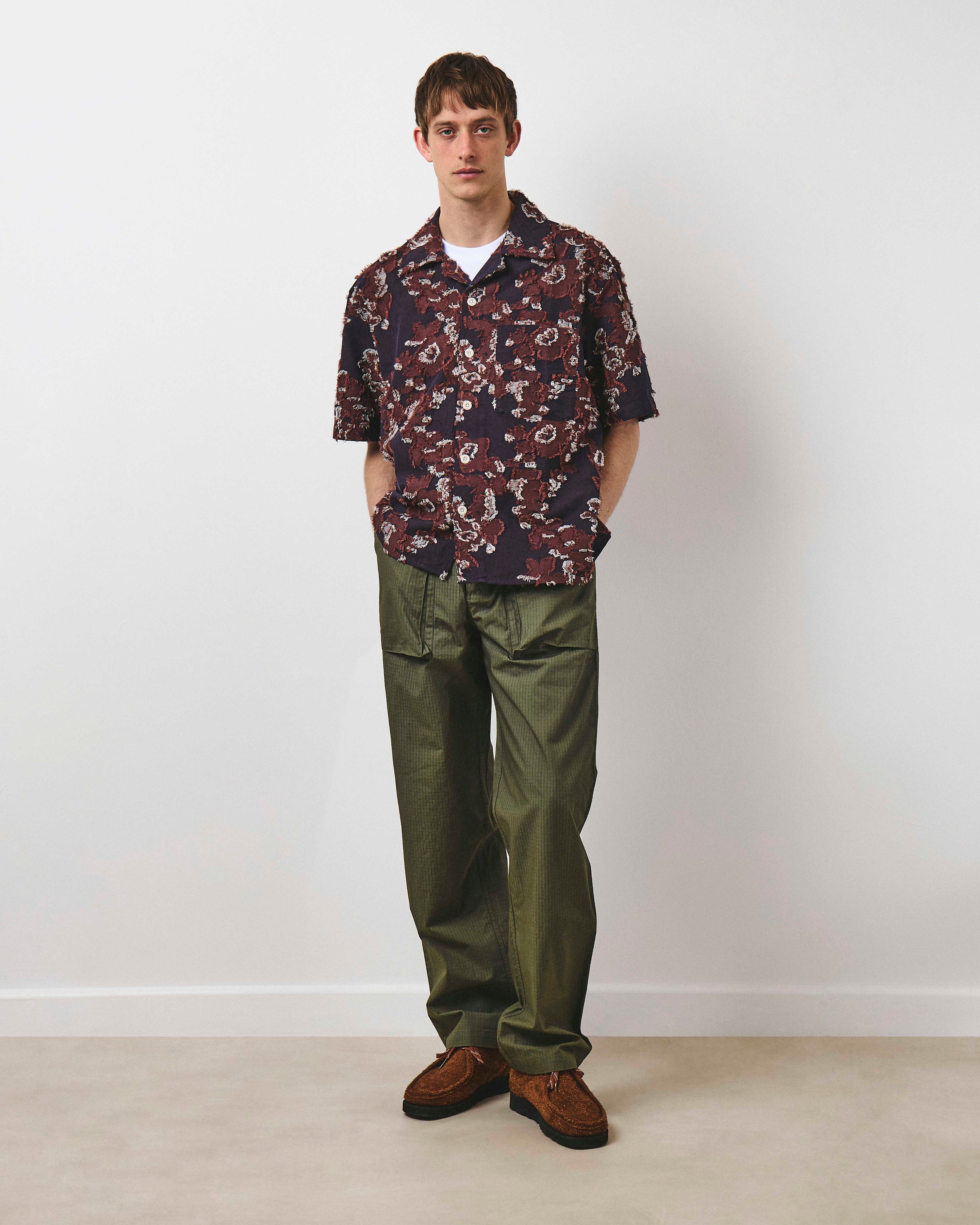 Floral Jacquard Vacation Shirt - Purple
