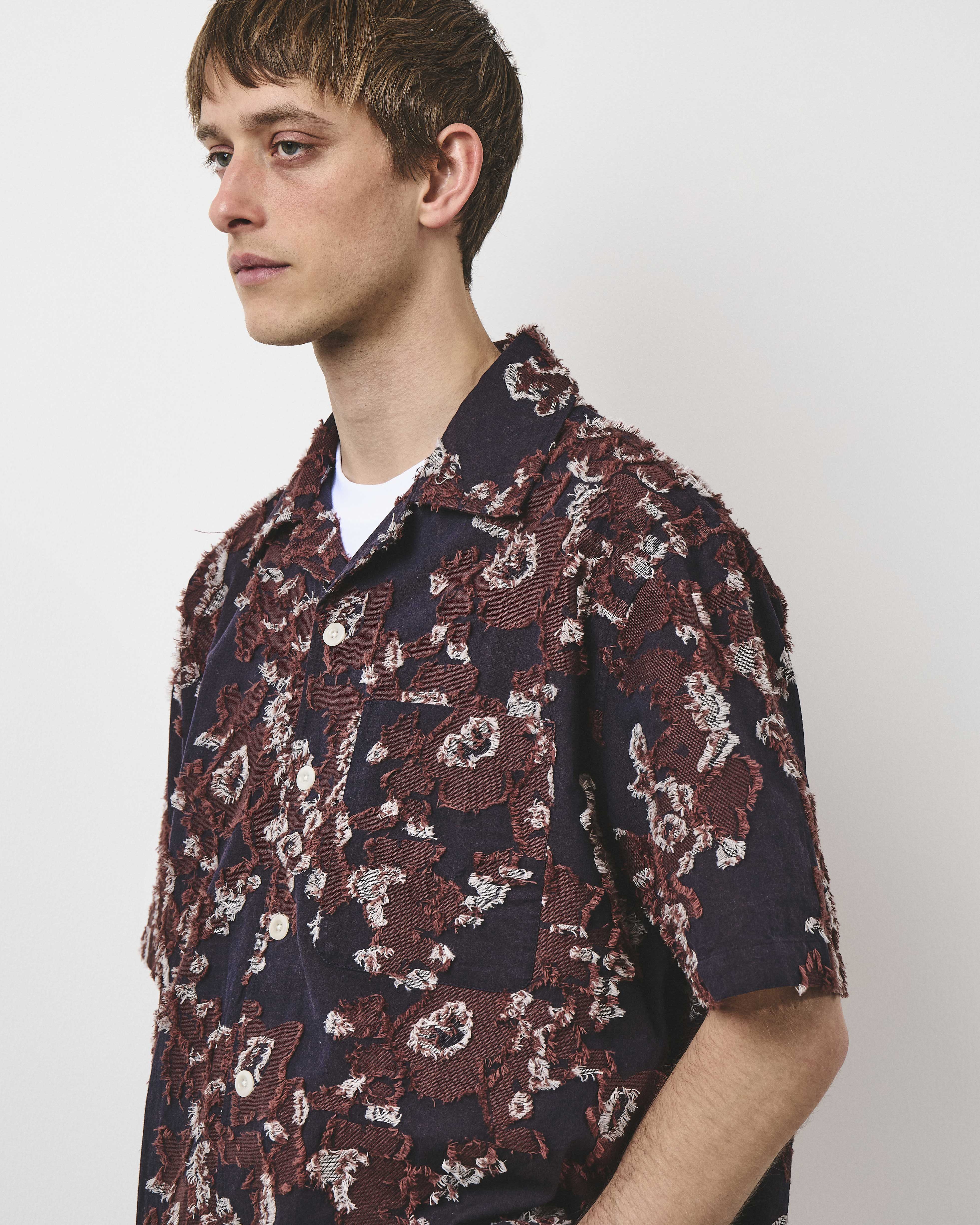 Floral Jacquard Vacation Shirt - Purple – Café Mountain