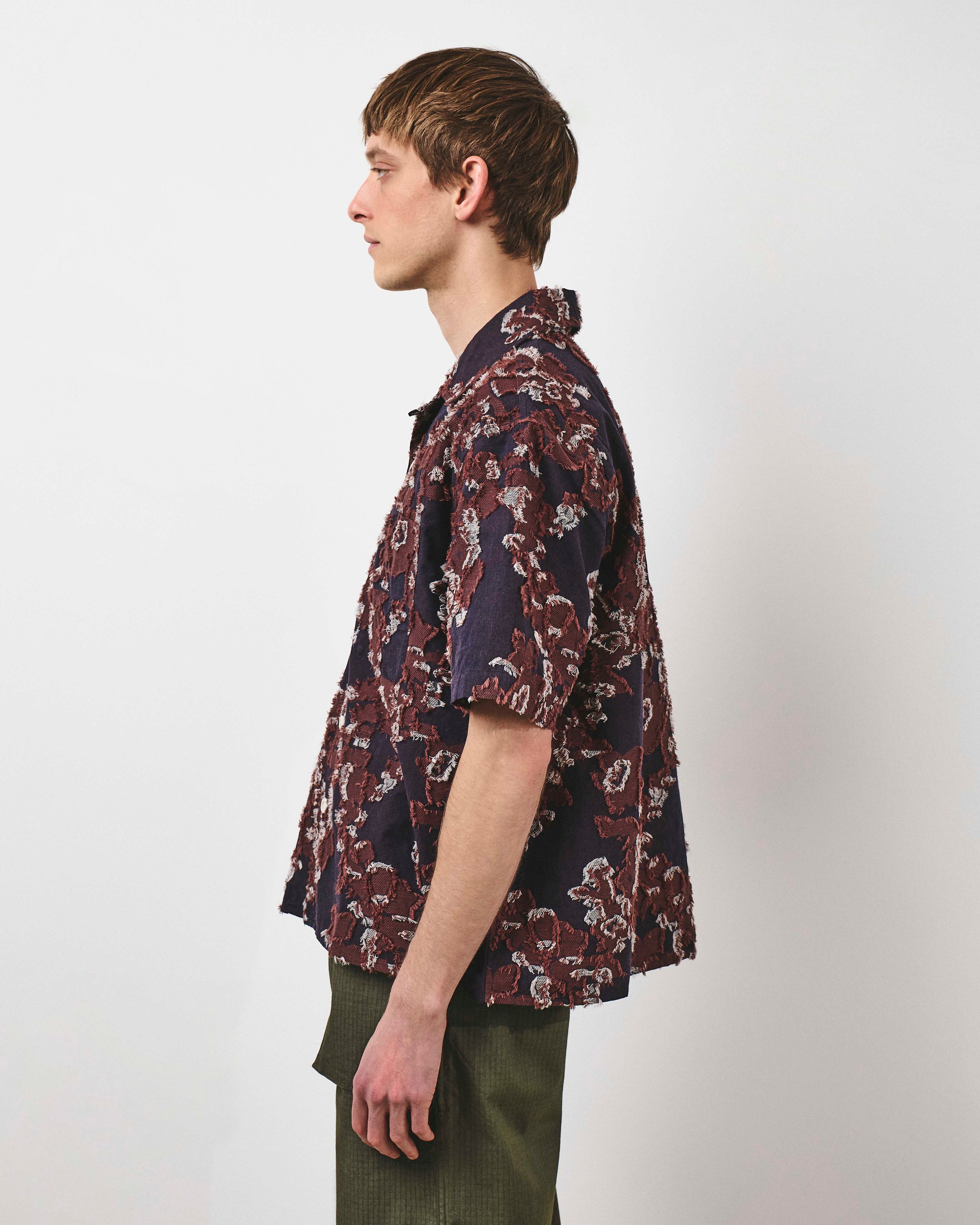 Floral Jacquard Vacation Shirt - Purple