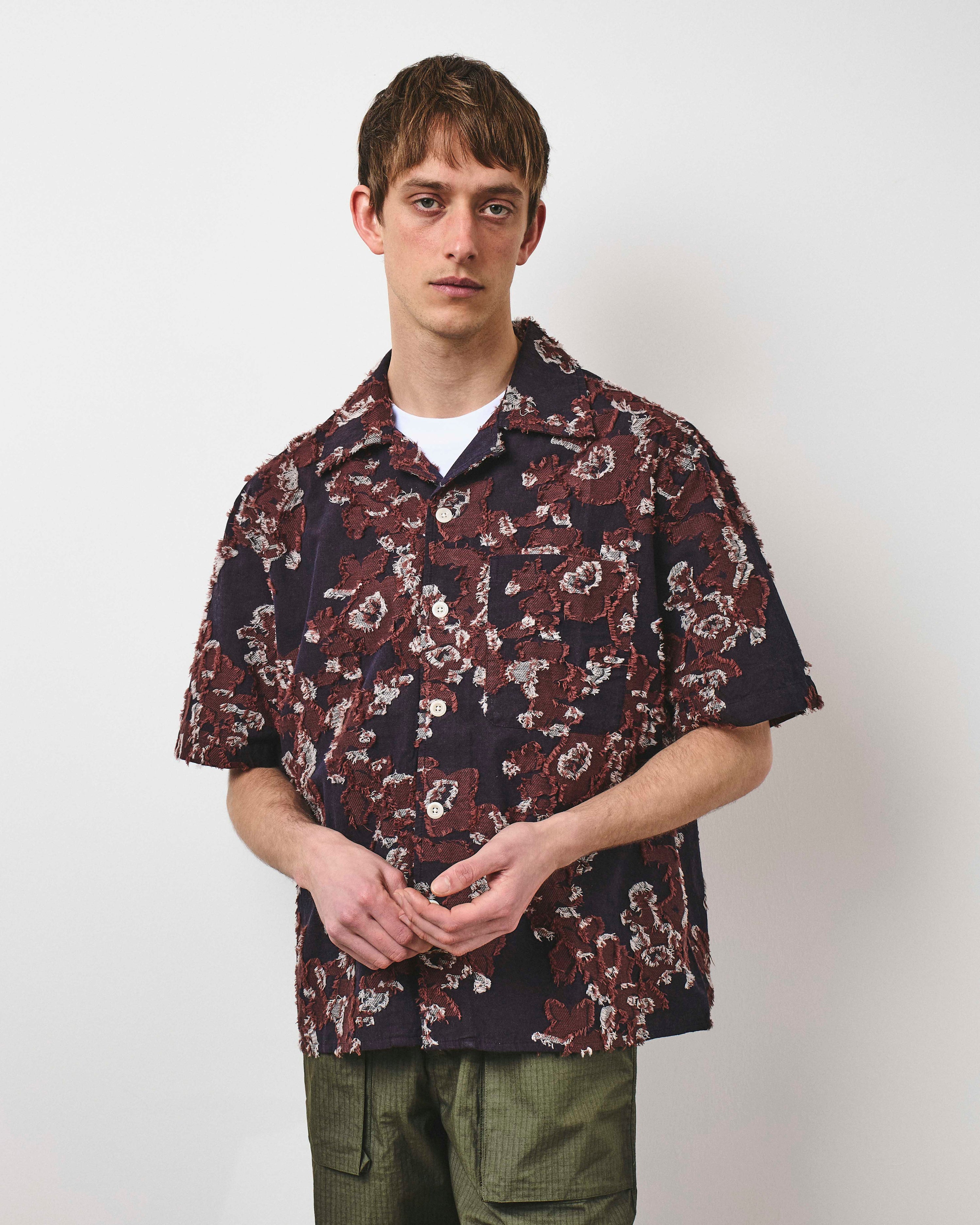 Floral Jacquard Vacation Shirt - Purple