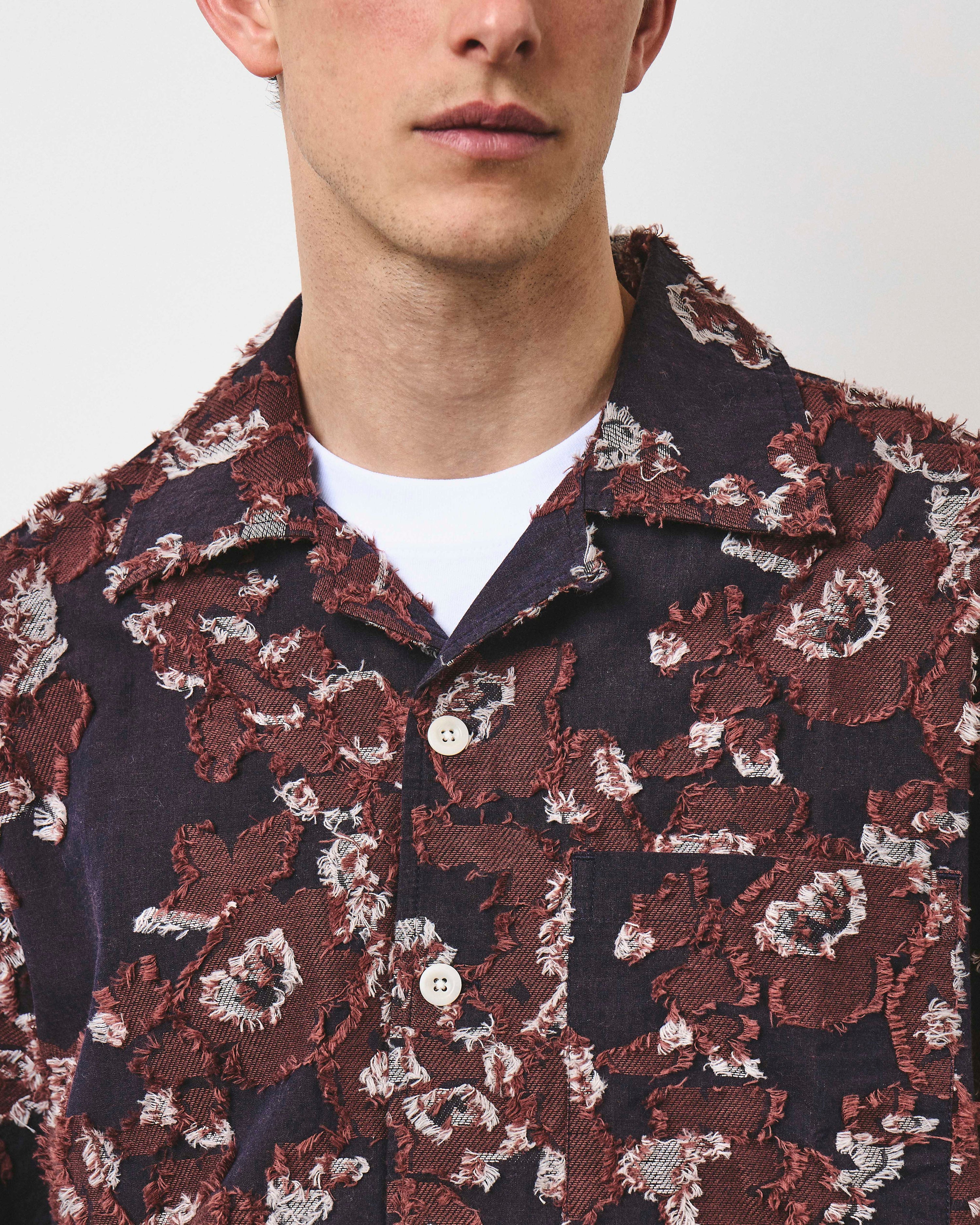 Floral Jacquard Vacation Shirt - Purple