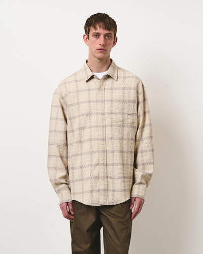 Wrinkled Check Heritage Shirt - Ecru and Aubergine