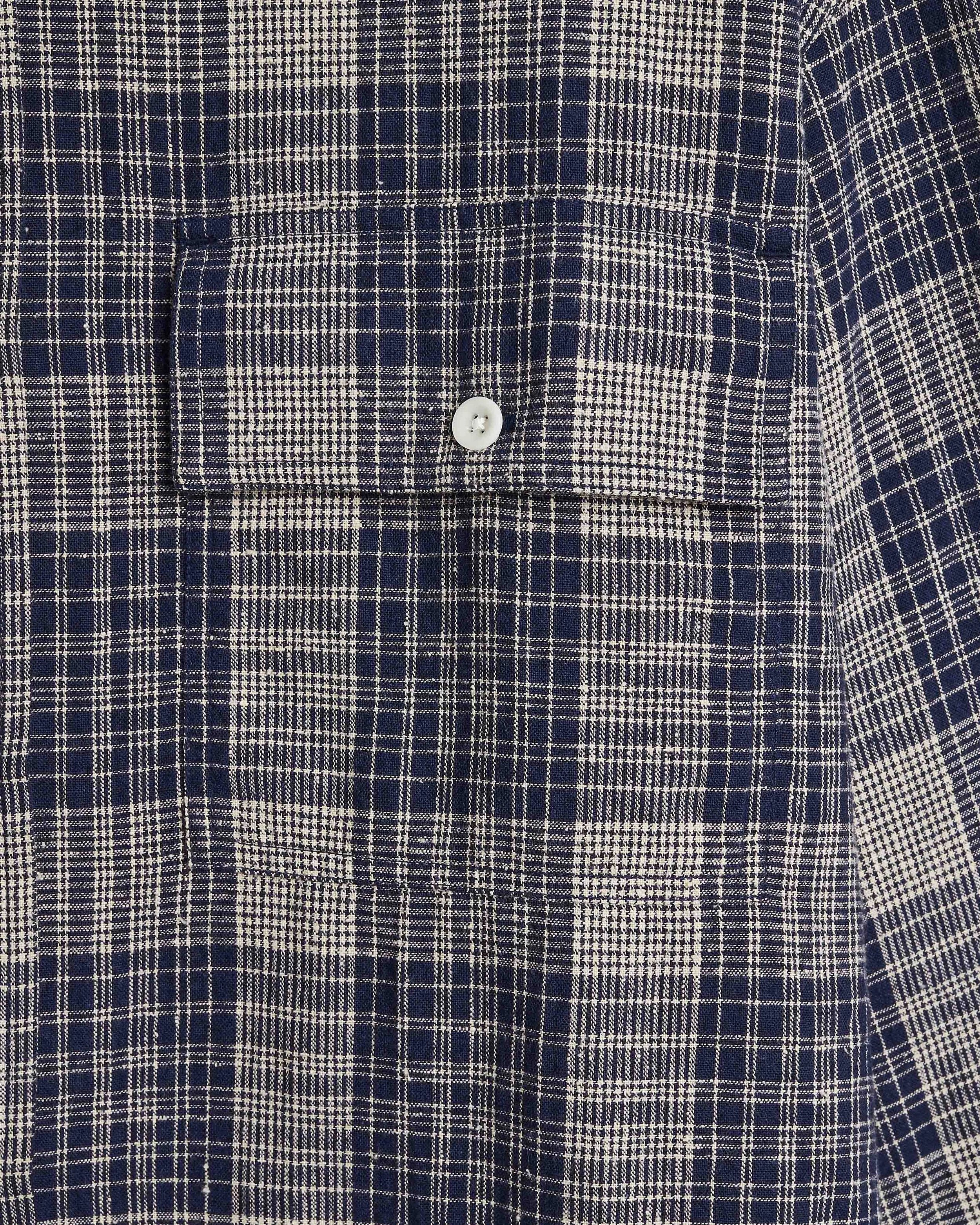 Double Pocket Heritage Shirt - Navy Slub Check