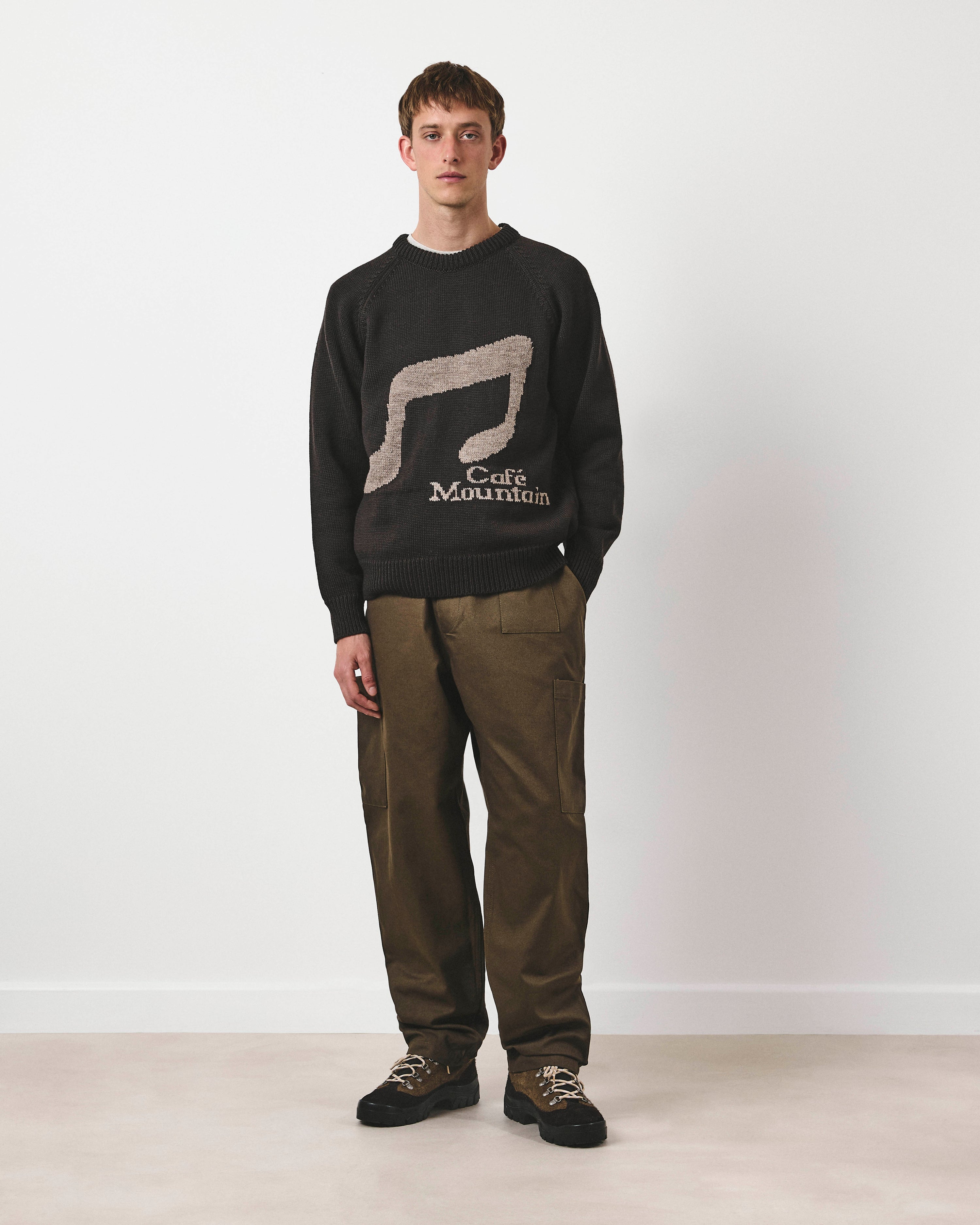 Note Jacquard Raglan Knit - Earth and Oat