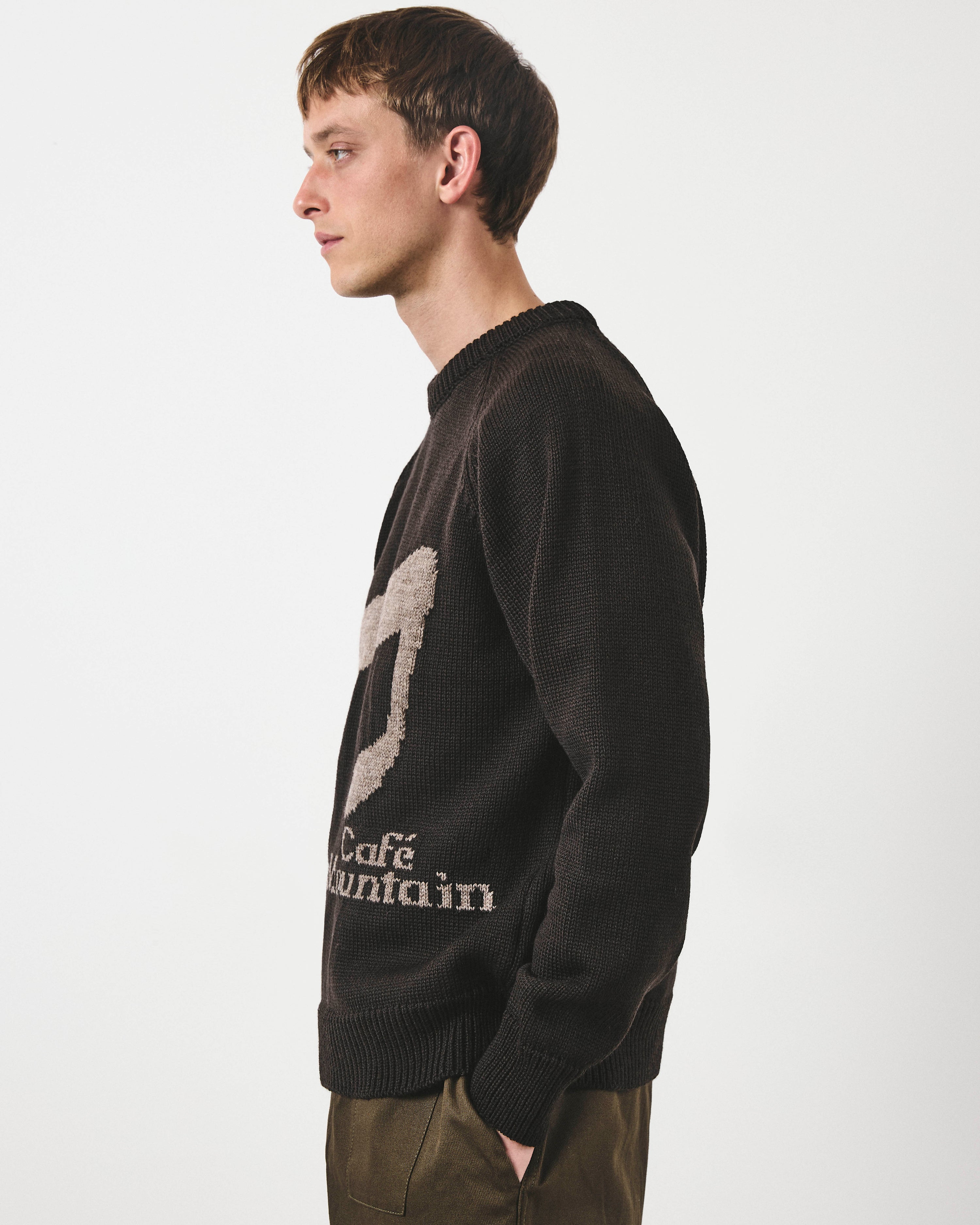 Note Jacquard Raglan Knit - Earth and Oat