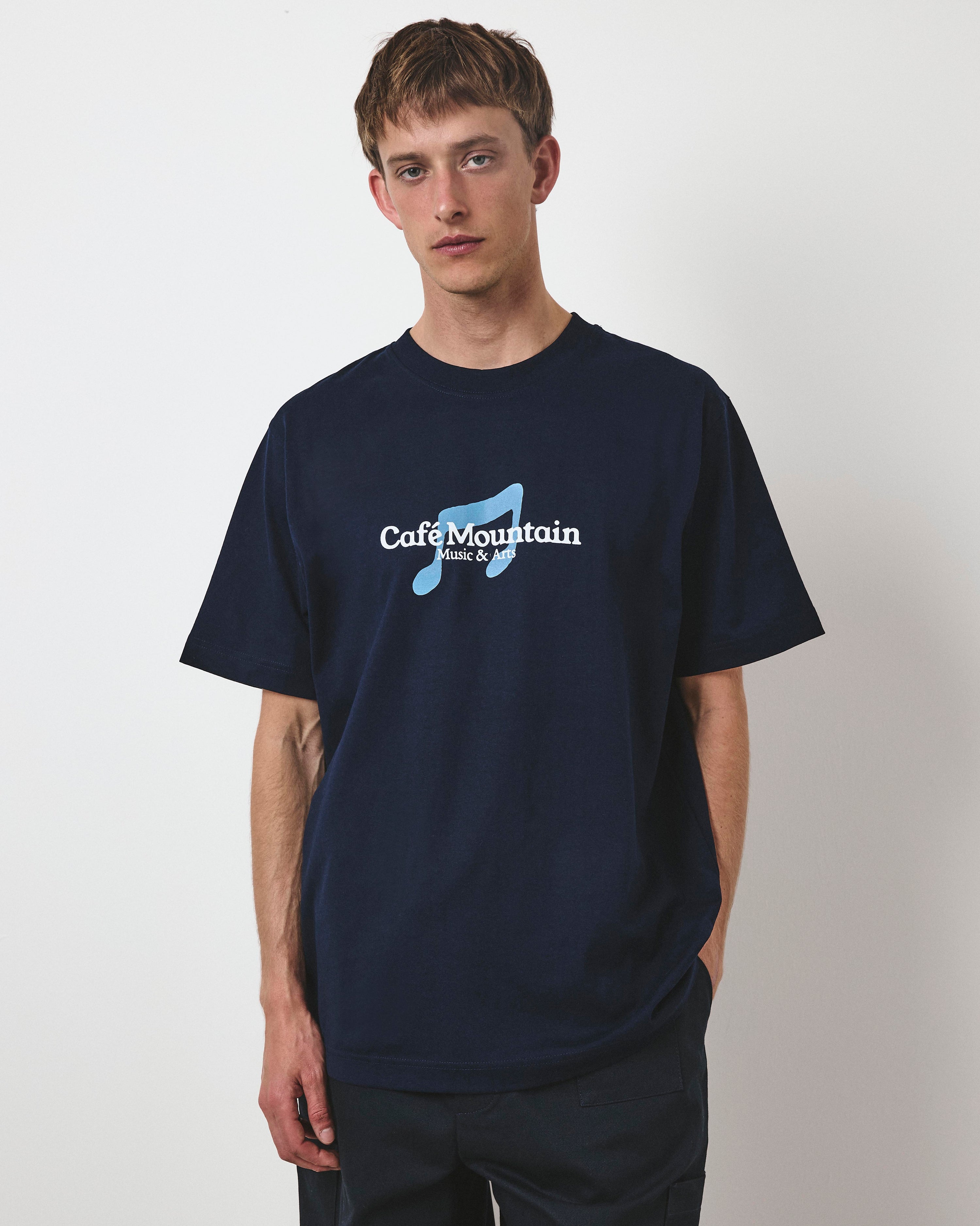 Note Tee - Navy and Sky