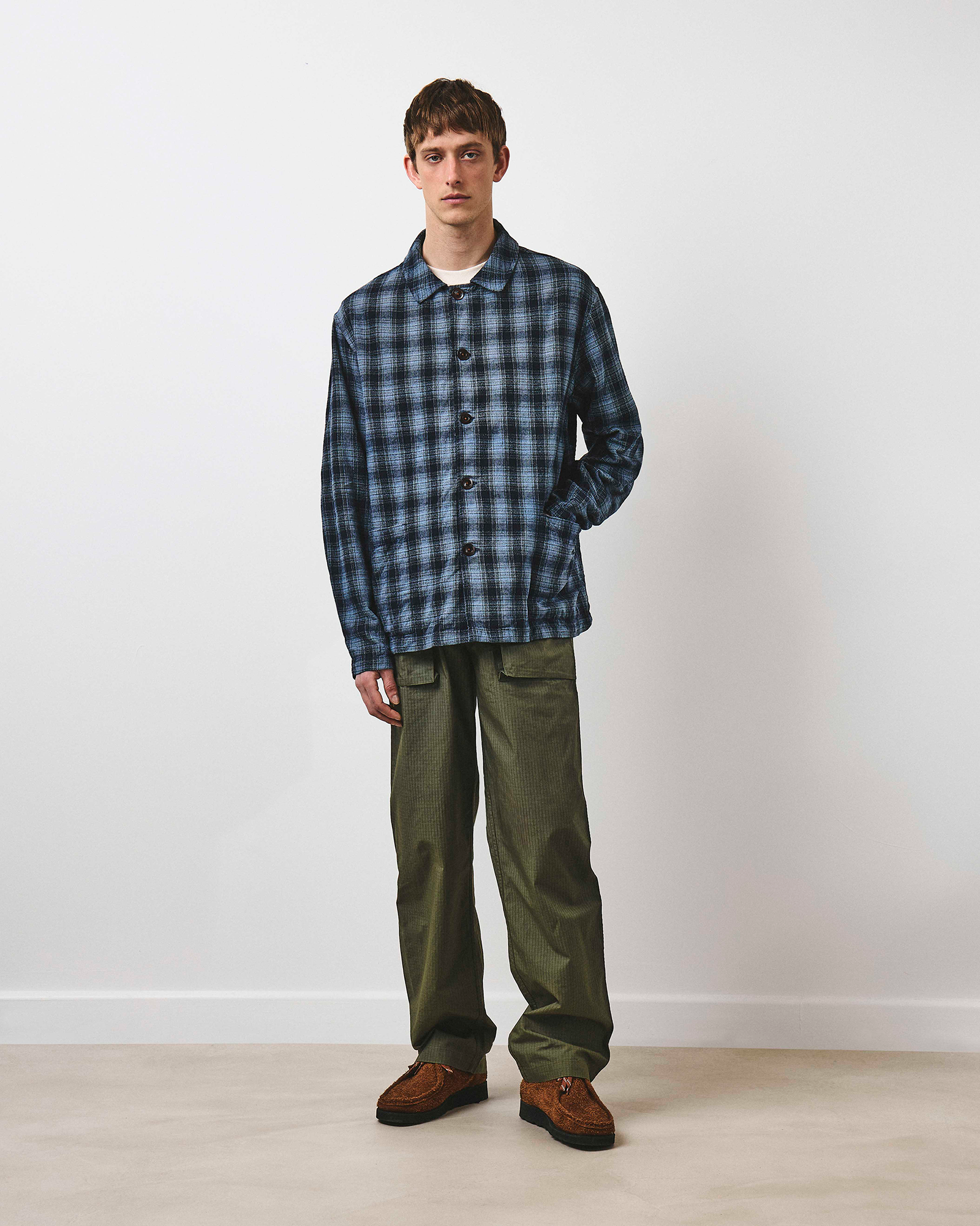 Easy Check Jacket - Uneven Indigo