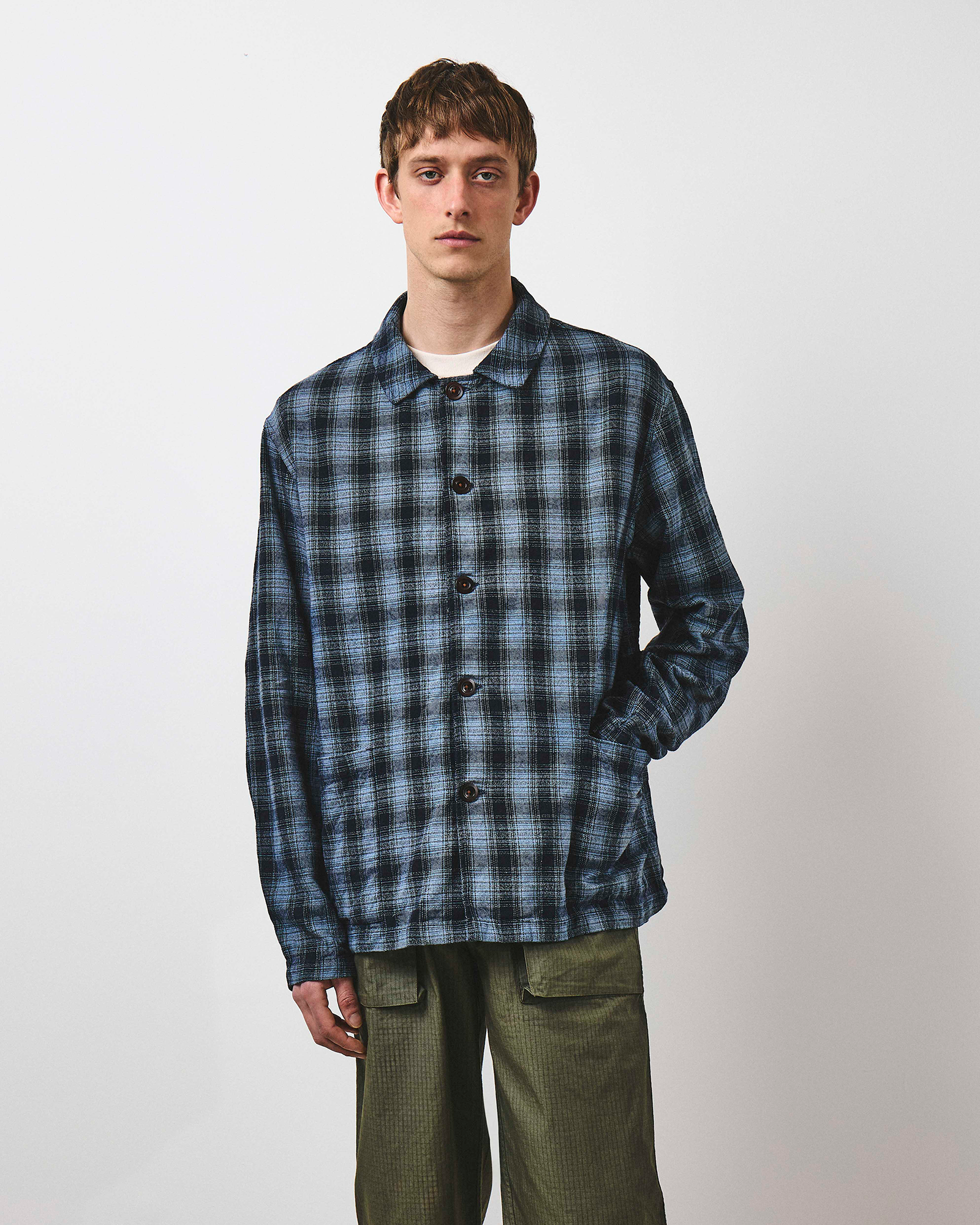 Easy Check Jacket - Uneven Indigo