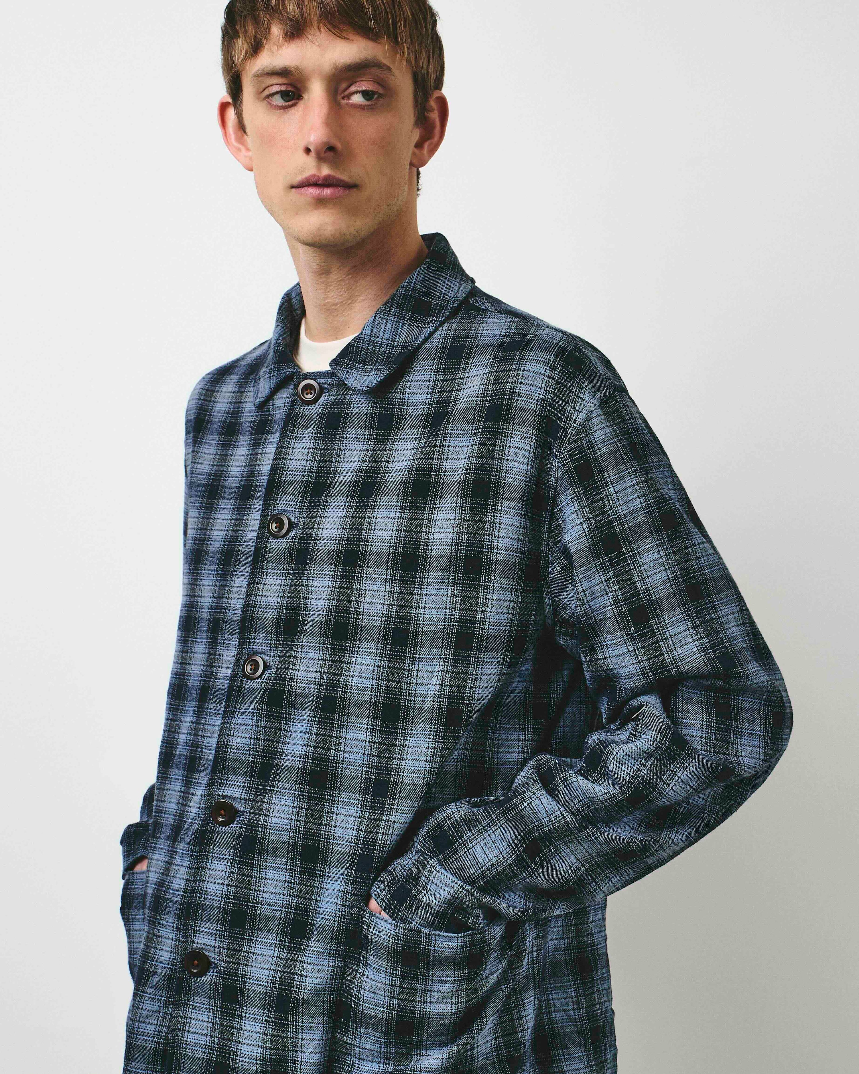 Easy Check Jacket - Uneven Indigo