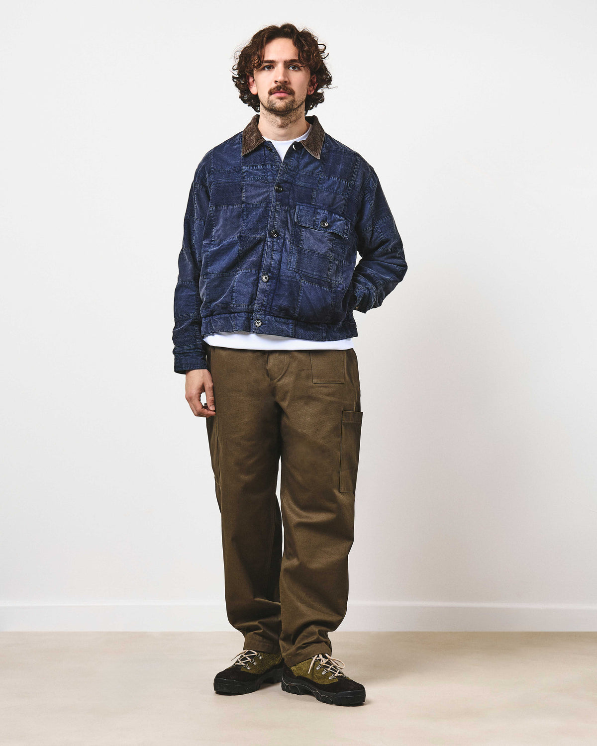 Patchwork Workers Jacket - Blue and Bark Patchwork