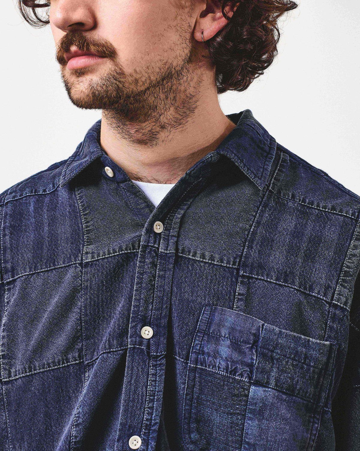 Patchwork Heritage Shirt - Blue and Bark Patchwork