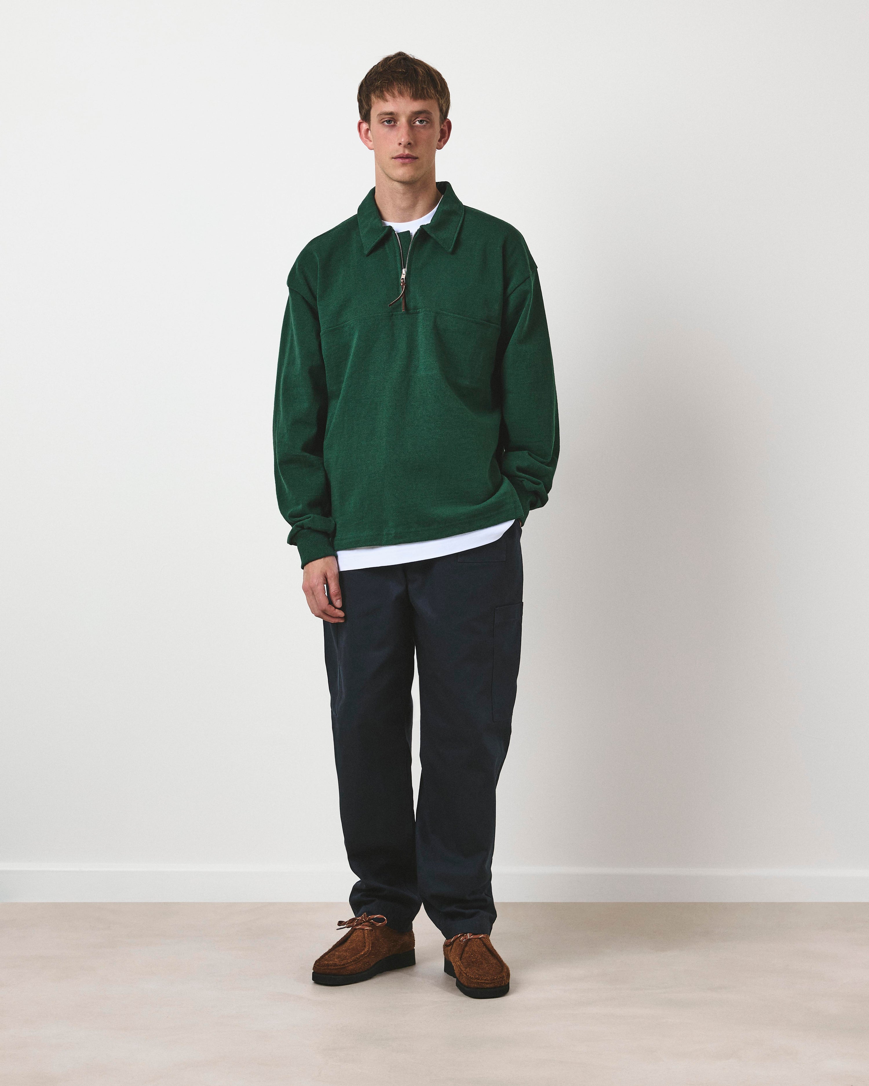 Quarter Zip Heavy Sweat - Racing Green