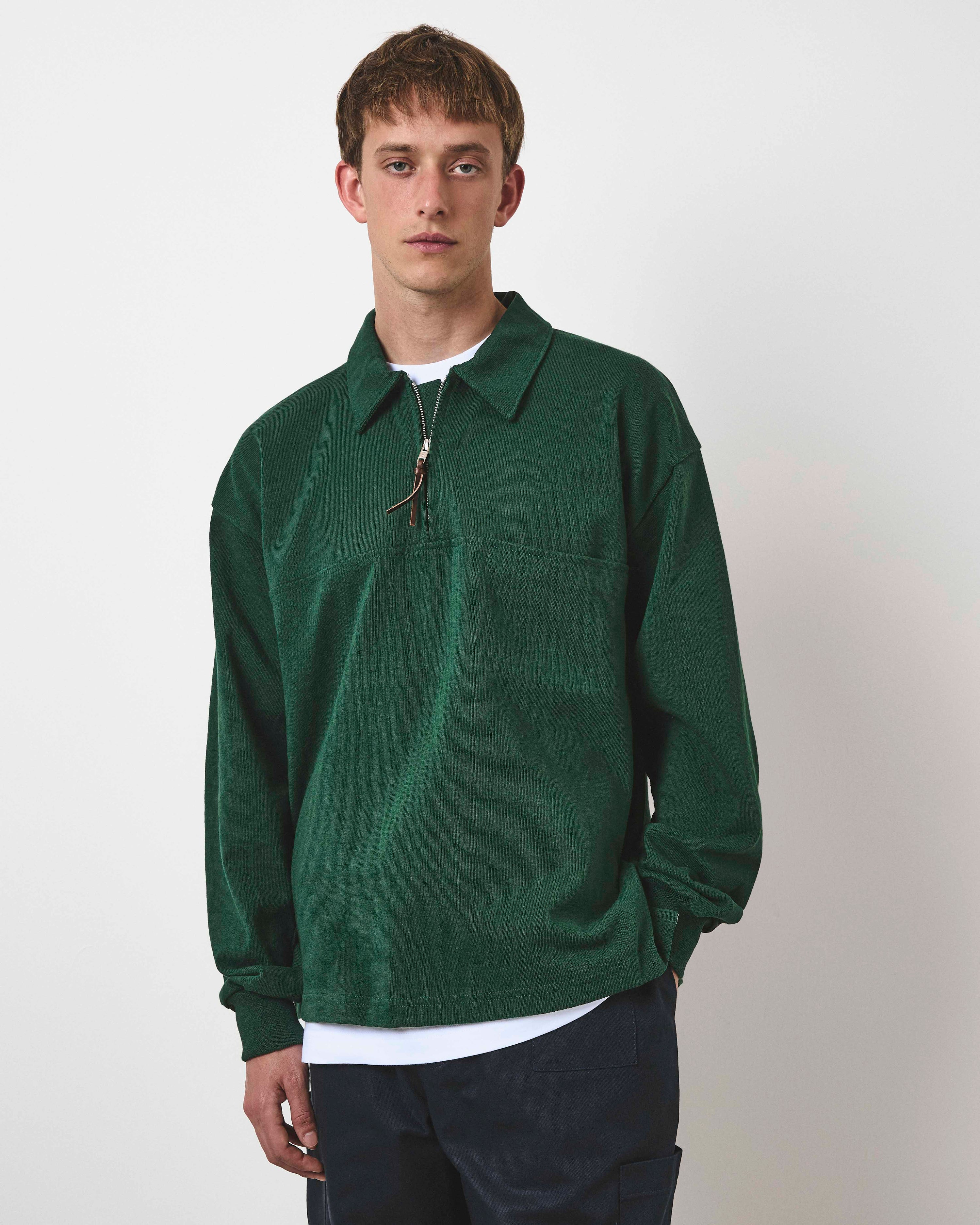 Quarter Zip Heavy Sweat - Racing Green