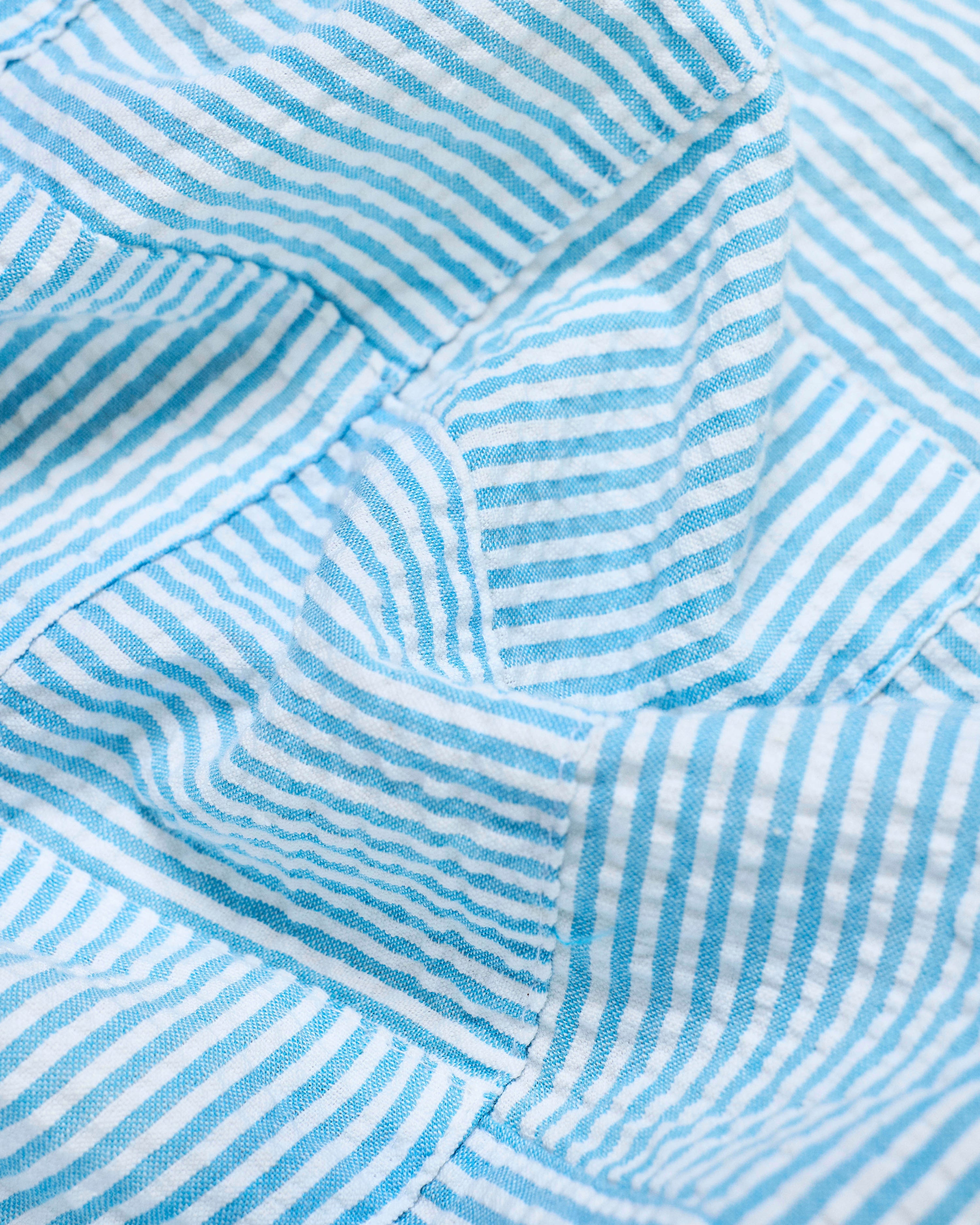 Patchwork Stripe Heritage Shirt - Sky Blue Seersucker