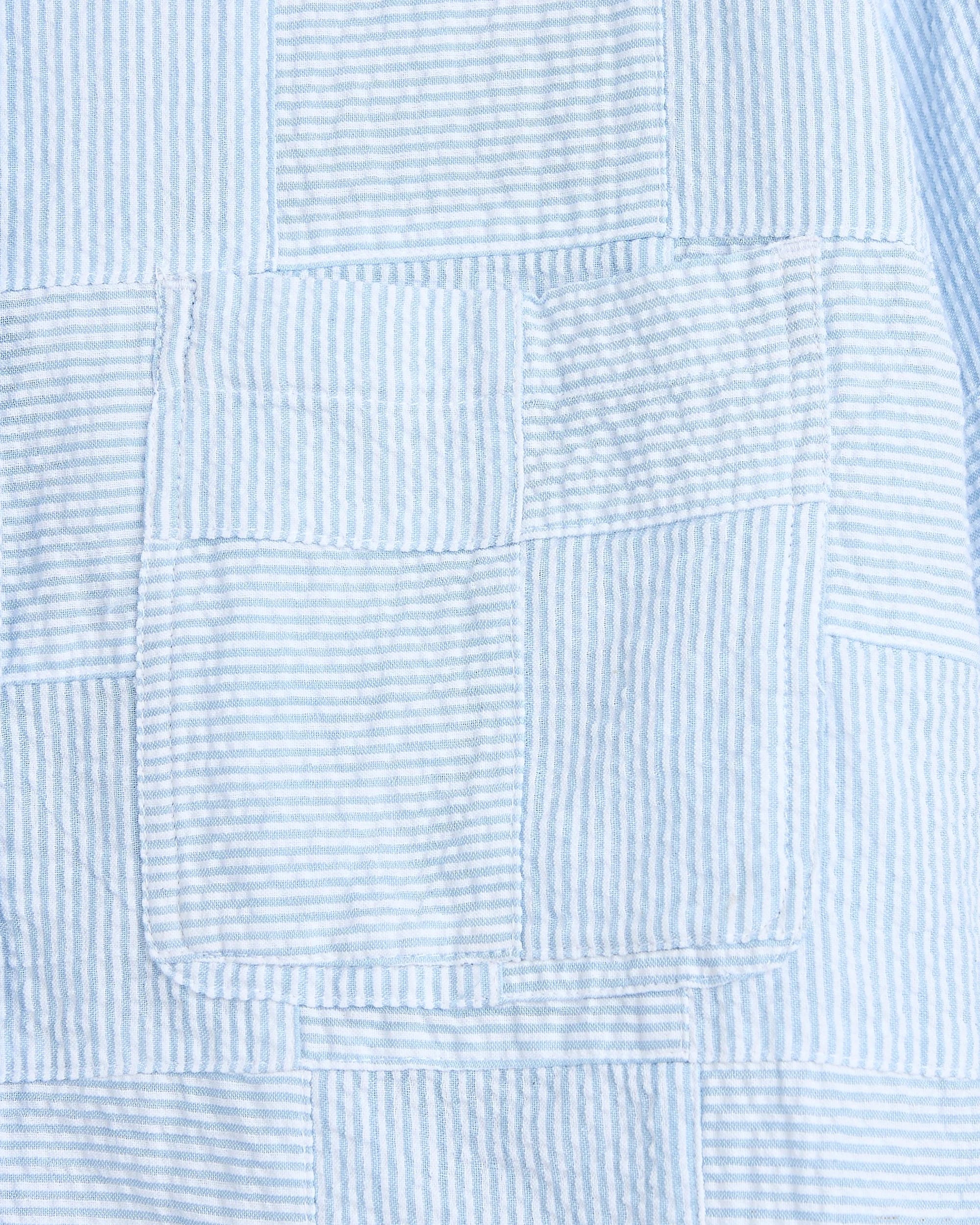 Patchwork Stripe Heritage Shirt - Sky Blue Seersucker