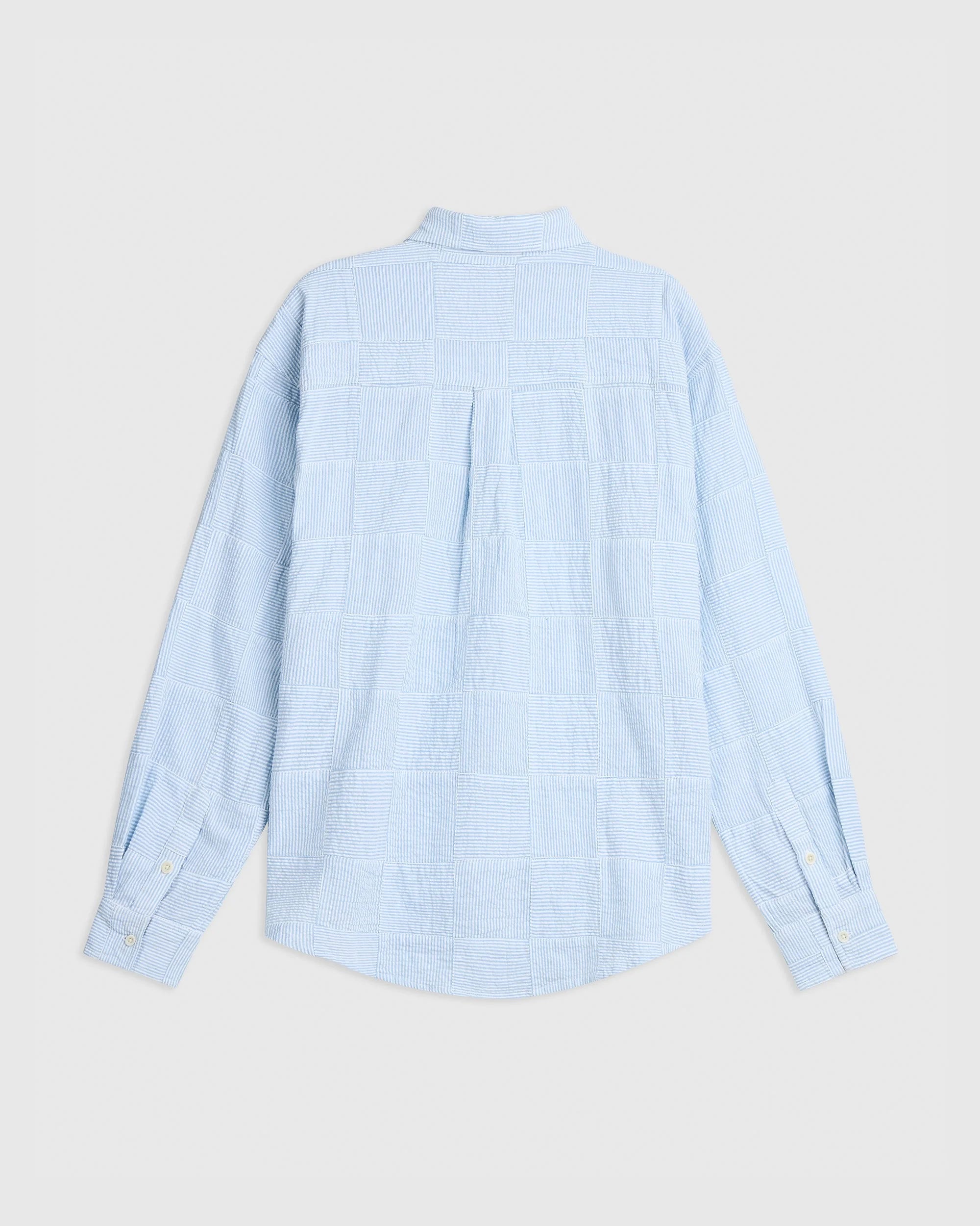 Patchwork Stripe Heritage Shirt - Sky Blue Seersucker