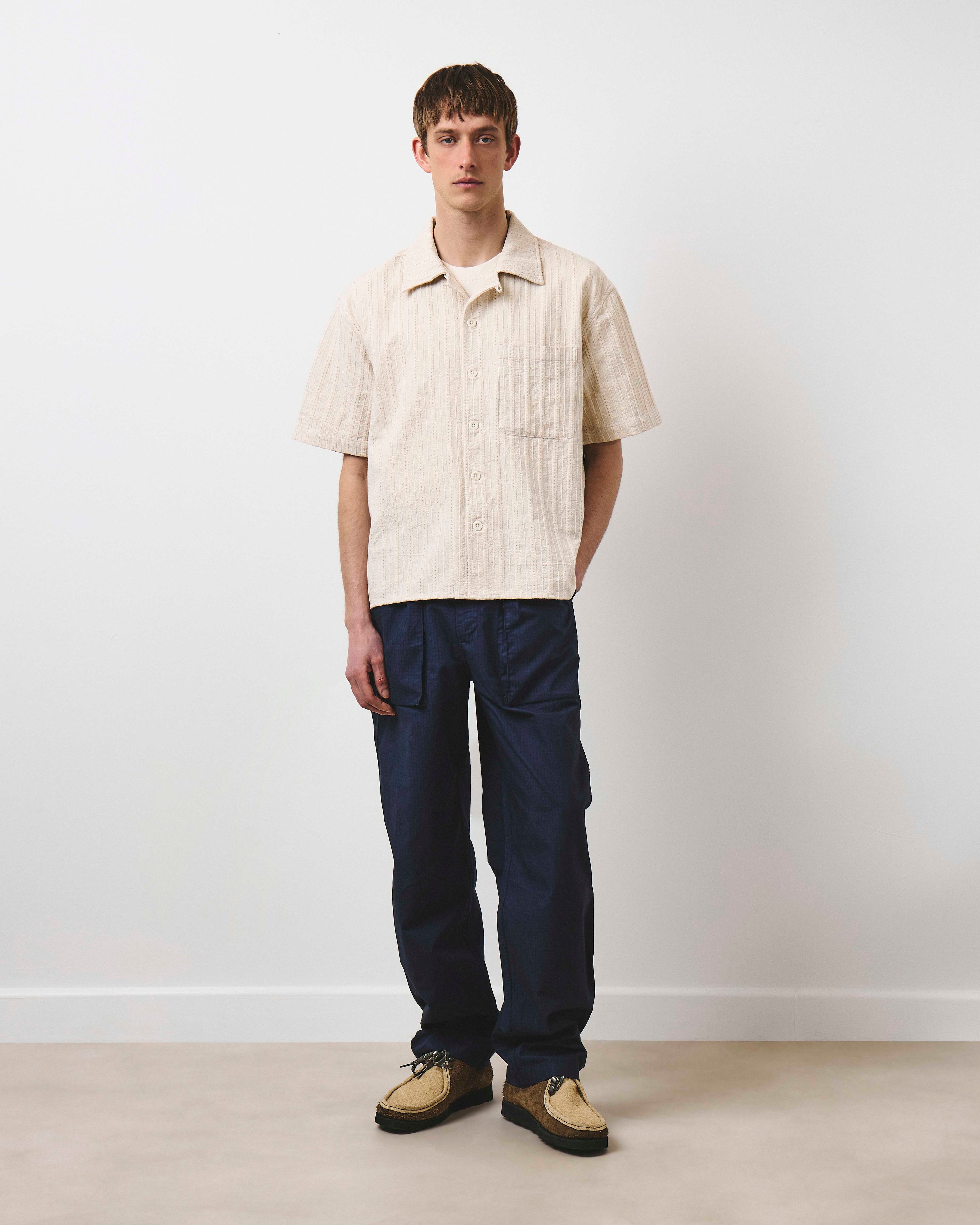 Jacquard Stripe Vacation Shirt - Ecru Stripe