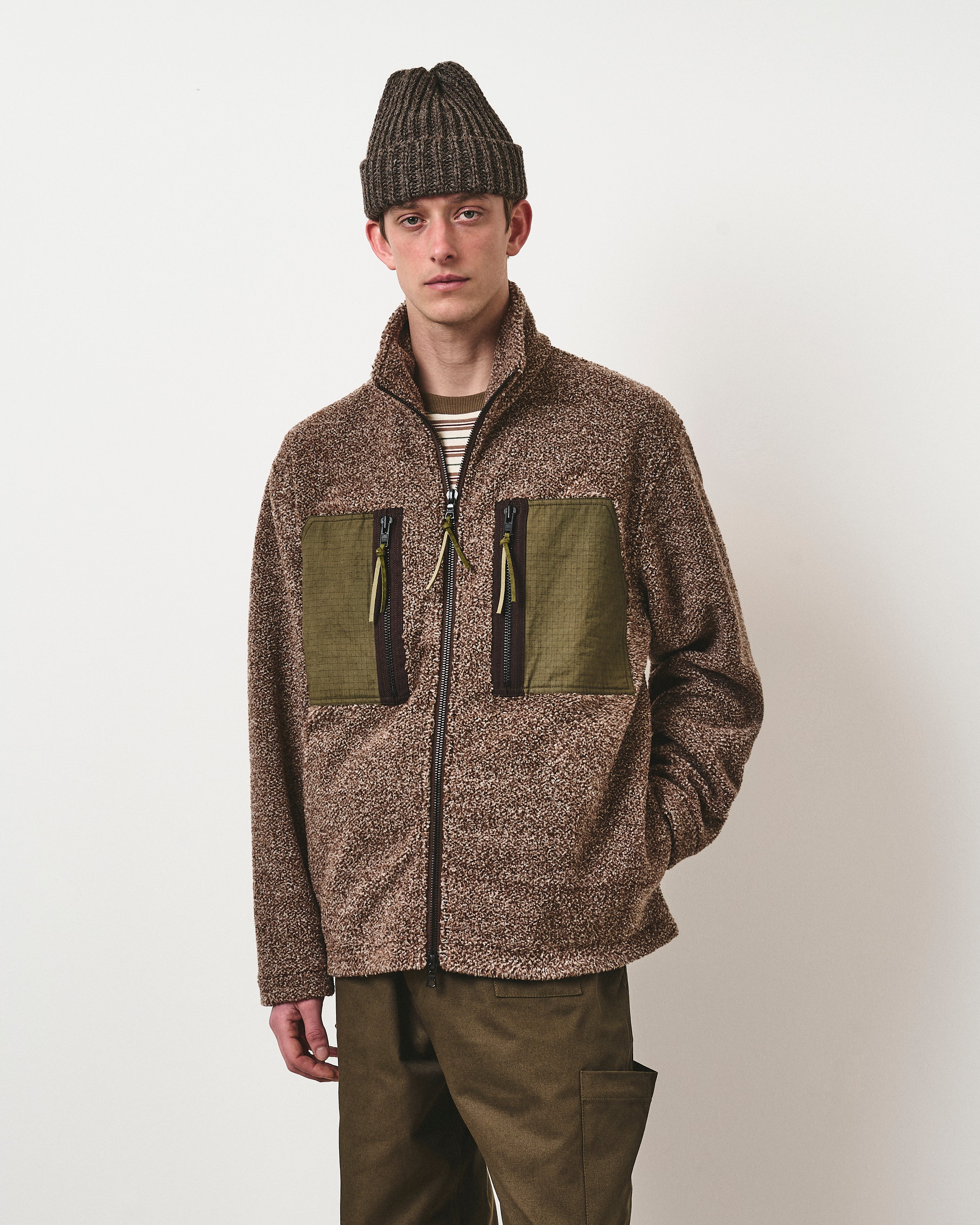 Mountain Fleece Jacket - Natural Fleck and Moss
