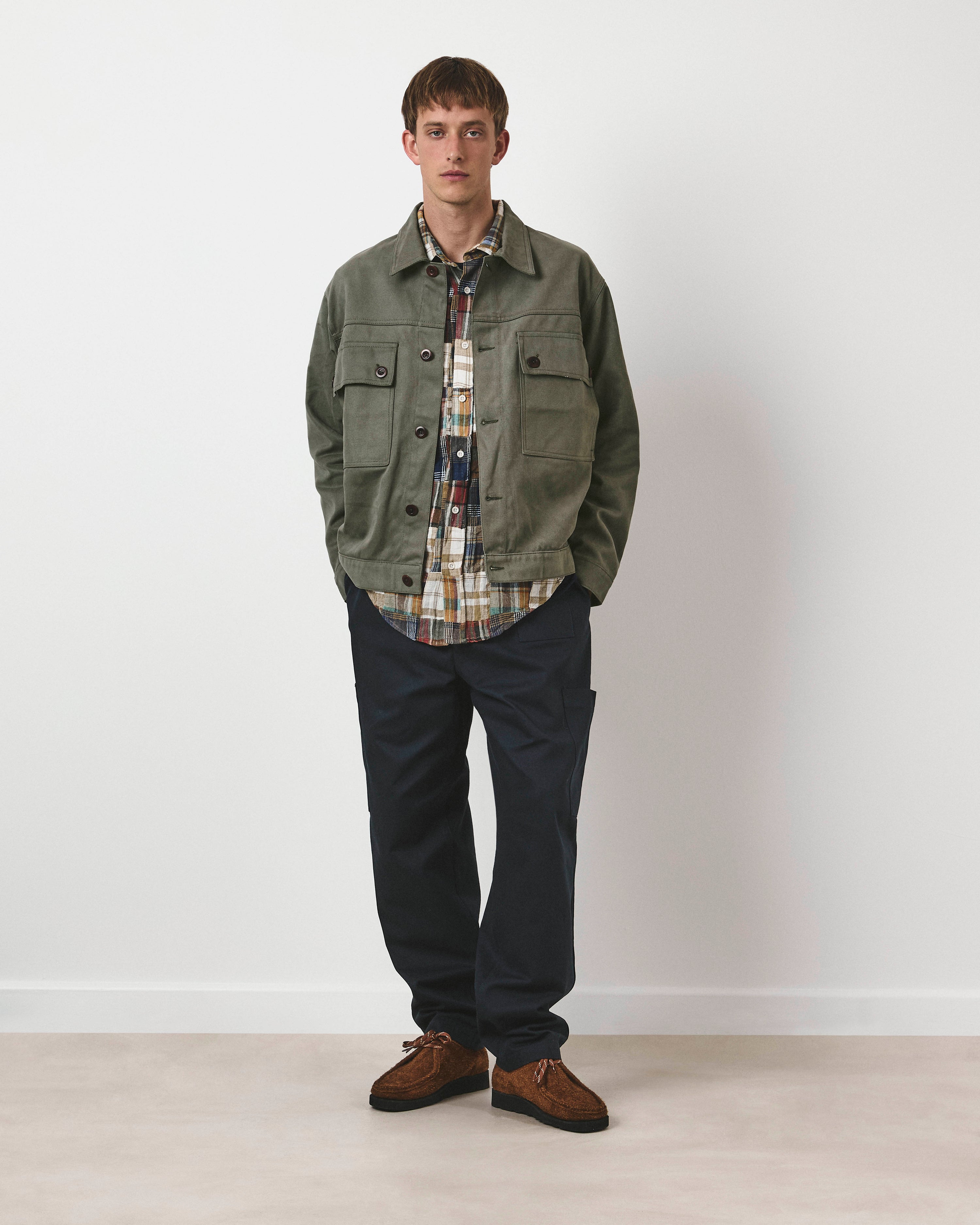Reverse Panel Workers Jacket - Washed Moss