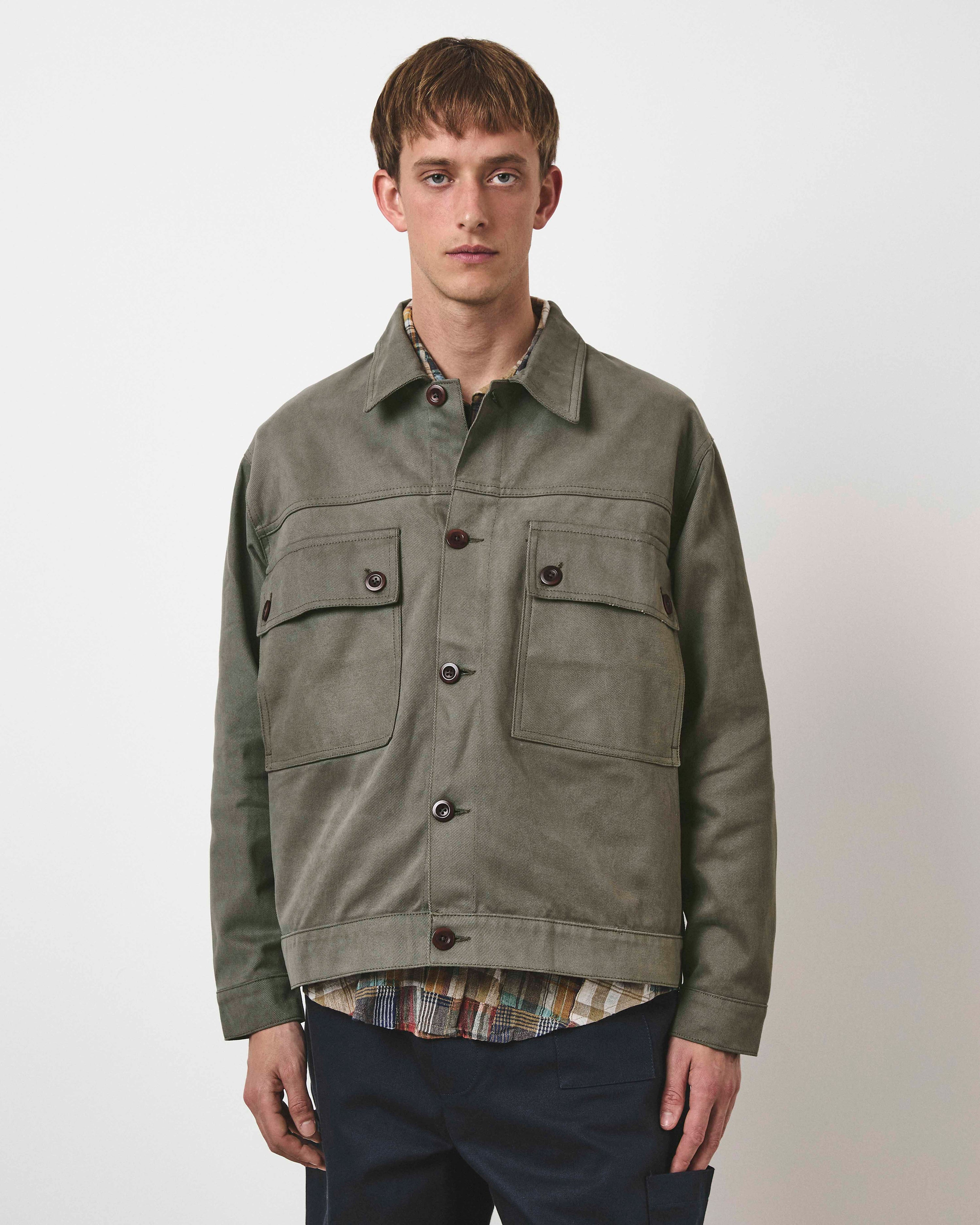 Reverse Panel Workers Jacket - Washed Moss